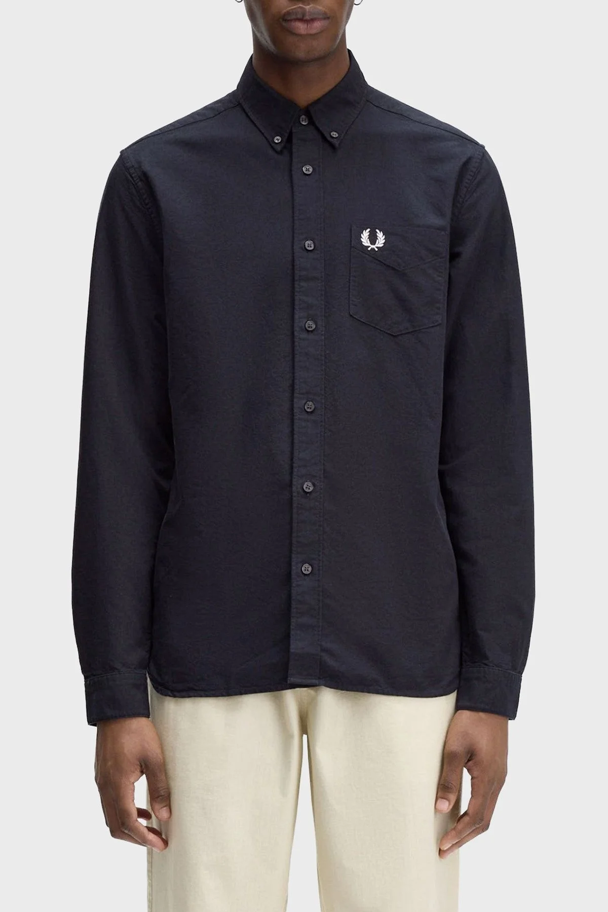 Fred Perry Logolu Pamuklu Regular Fit Düğmeli Yaka Erkek Gömlek M5516 608 LACİVERT - 1