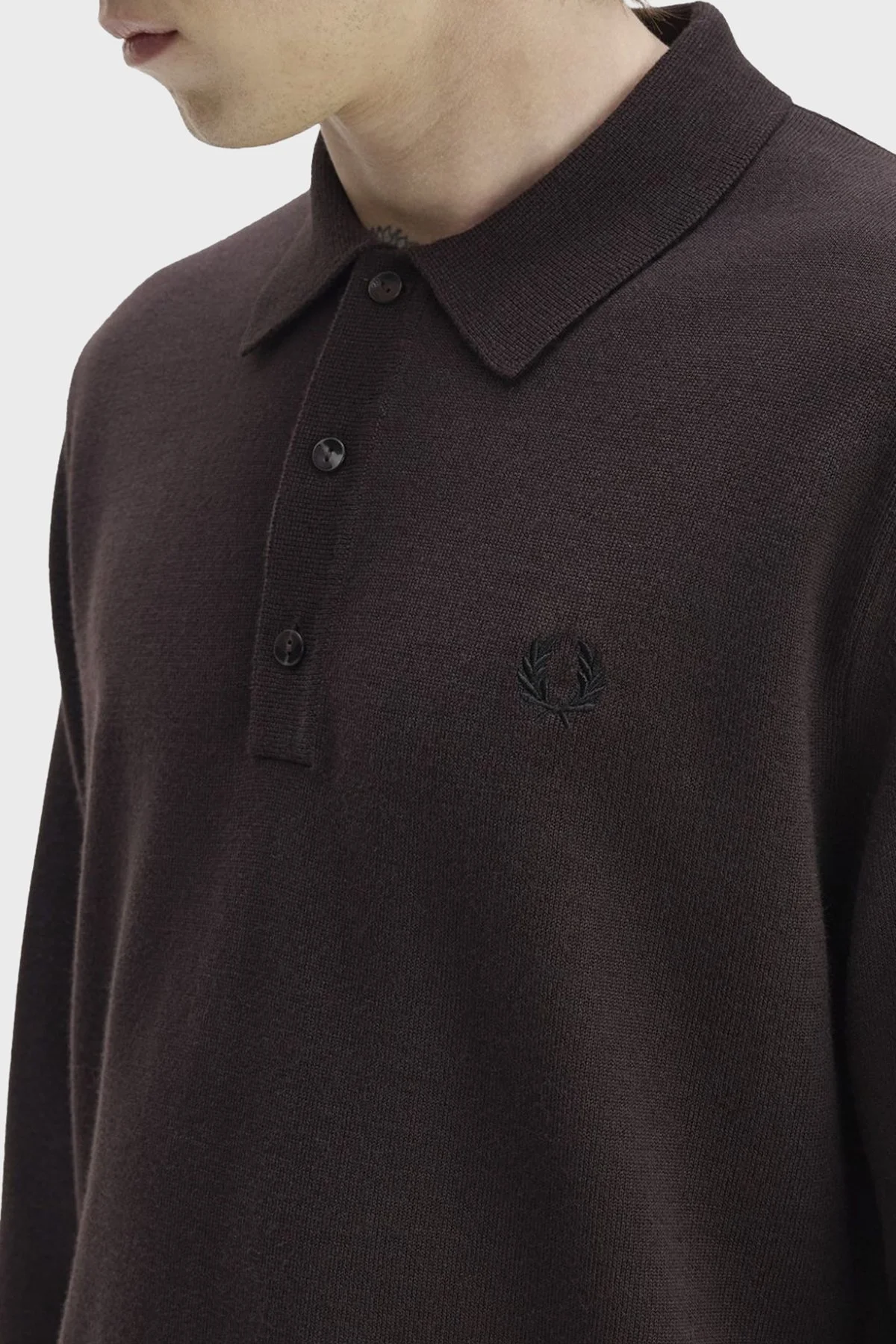 Fred Perry Logolu Yün ve Pamuk Karışımlı Düğmeli Erkek Polo K4535 33C Kahve - 2