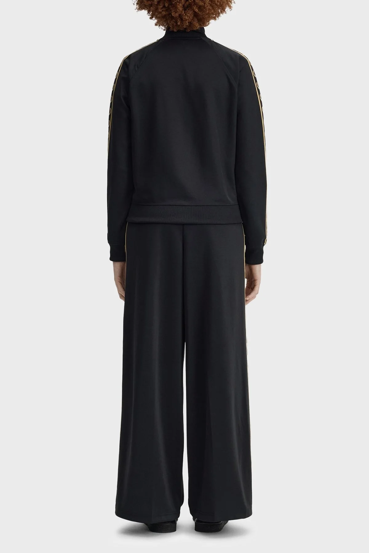 Fred Perry Pamuk Karışımlı Wide Leg Fit Logo Şeritli Yüksek Bel Bayan Pantolon T2106 90A SİYAH - 2