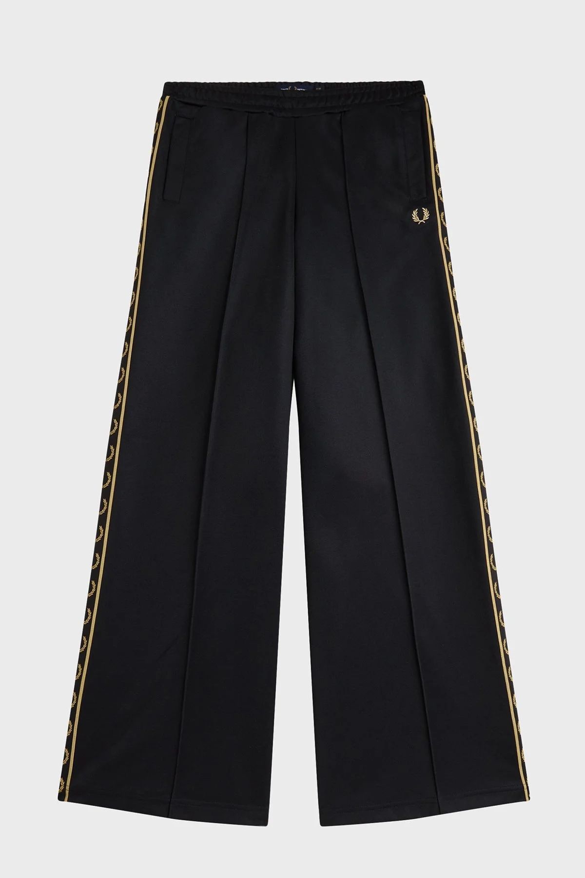 Fred Perry Pamuk Karışımlı Wide Leg Fit Logo Şeritli Yüksek Bel Bayan Pantolon T2106 90A SİYAH - 5