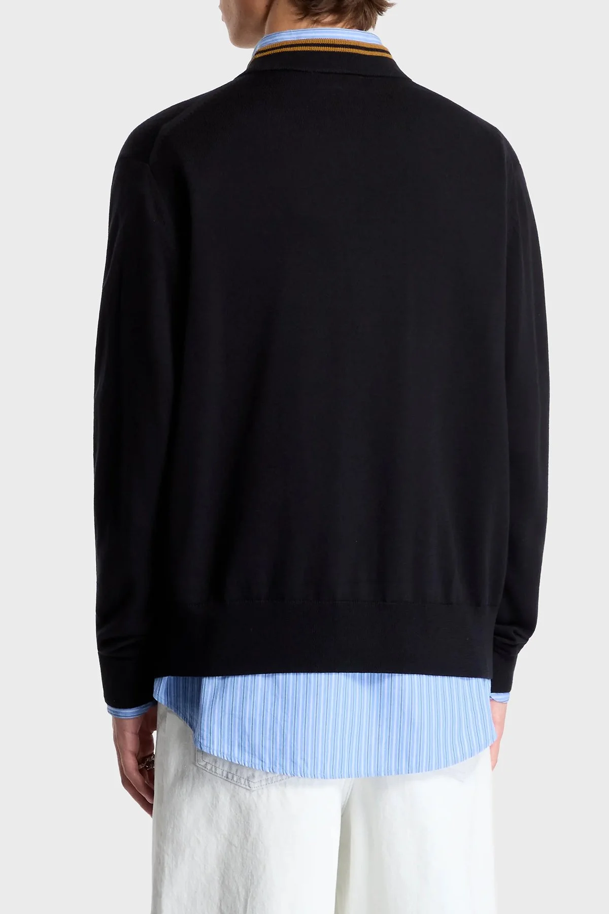 Fred Perry Pamuk ve Yün Karışımlı V Yaka Düğmeli Erkek Hırka K3300 102 Siyah - 3