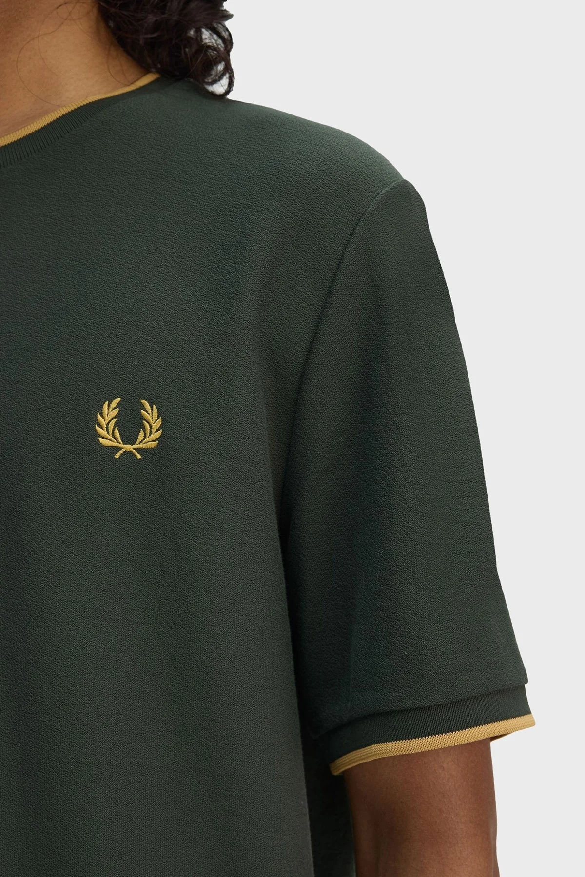 Fred Perry Pamuklu Regular Fit Bisiklet Yaka Erkek T Shirt M8585 X89 YEŞİL - 12