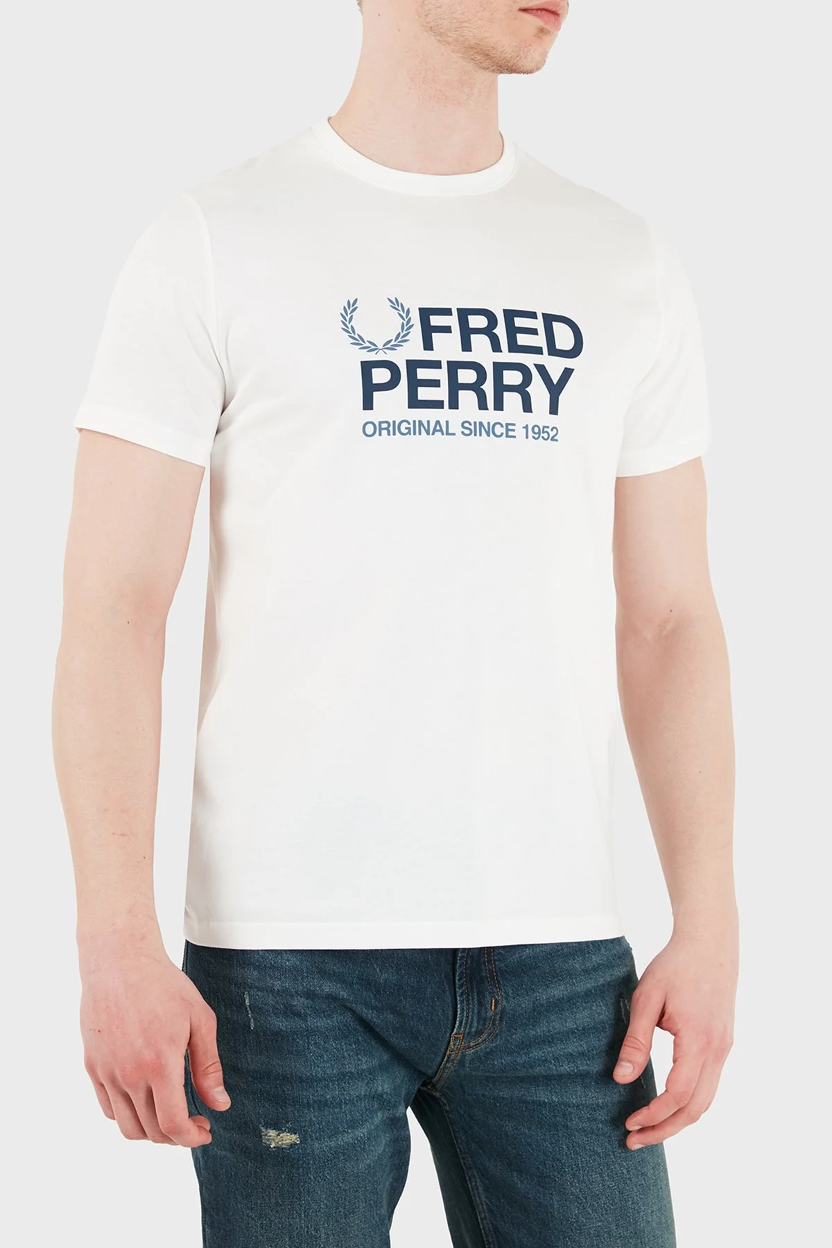 Fred Perry Pamuklu Regular Fit Bisiklet Yaka Logolu Erkek T Shirt M2406 129 BEYAZ - 3