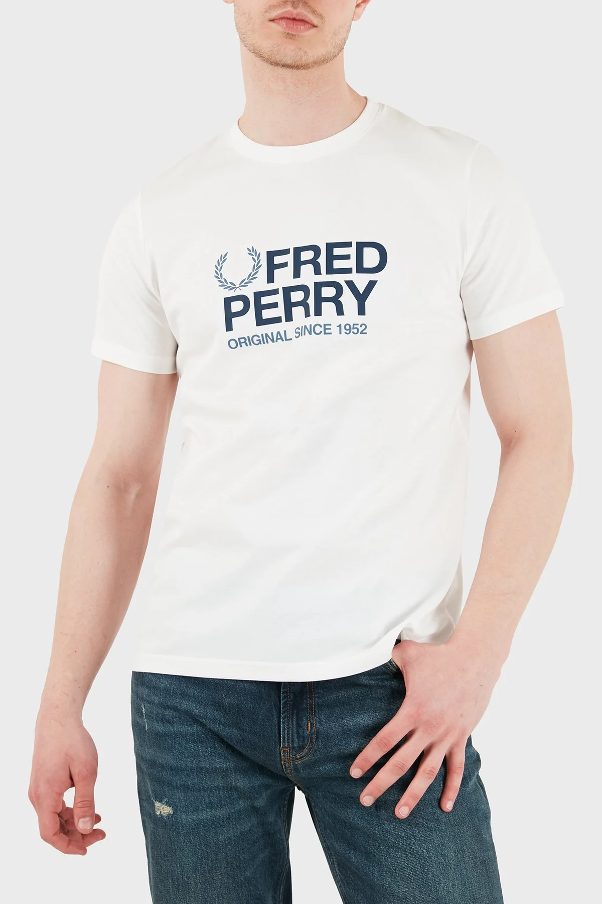 Fred Perry Pamuklu Regular Fit Bisiklet Yaka Logolu Erkek T Shirt M2406 129 BEYAZ - 4