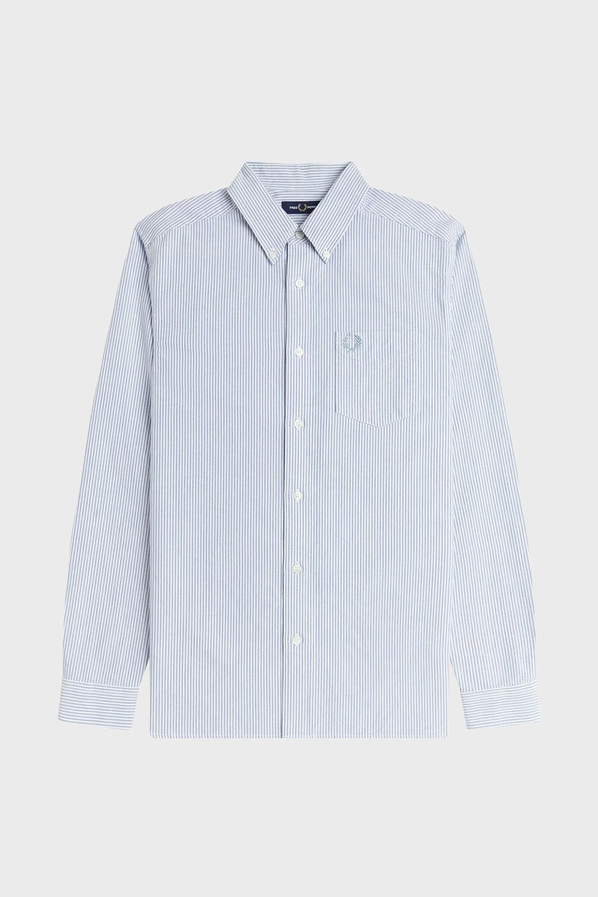 Fred Perry Pamuklu Regular Fit Çizgili Uzun Kollu Erkek Gömlek M1768 38A MAVİ - 6