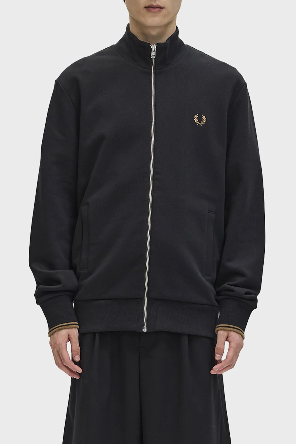 Fred Perry Pamuklu Regular Fit Dik Yaka Fermuarlı Erkek Sweat J1327 102 SİYAH - 1
