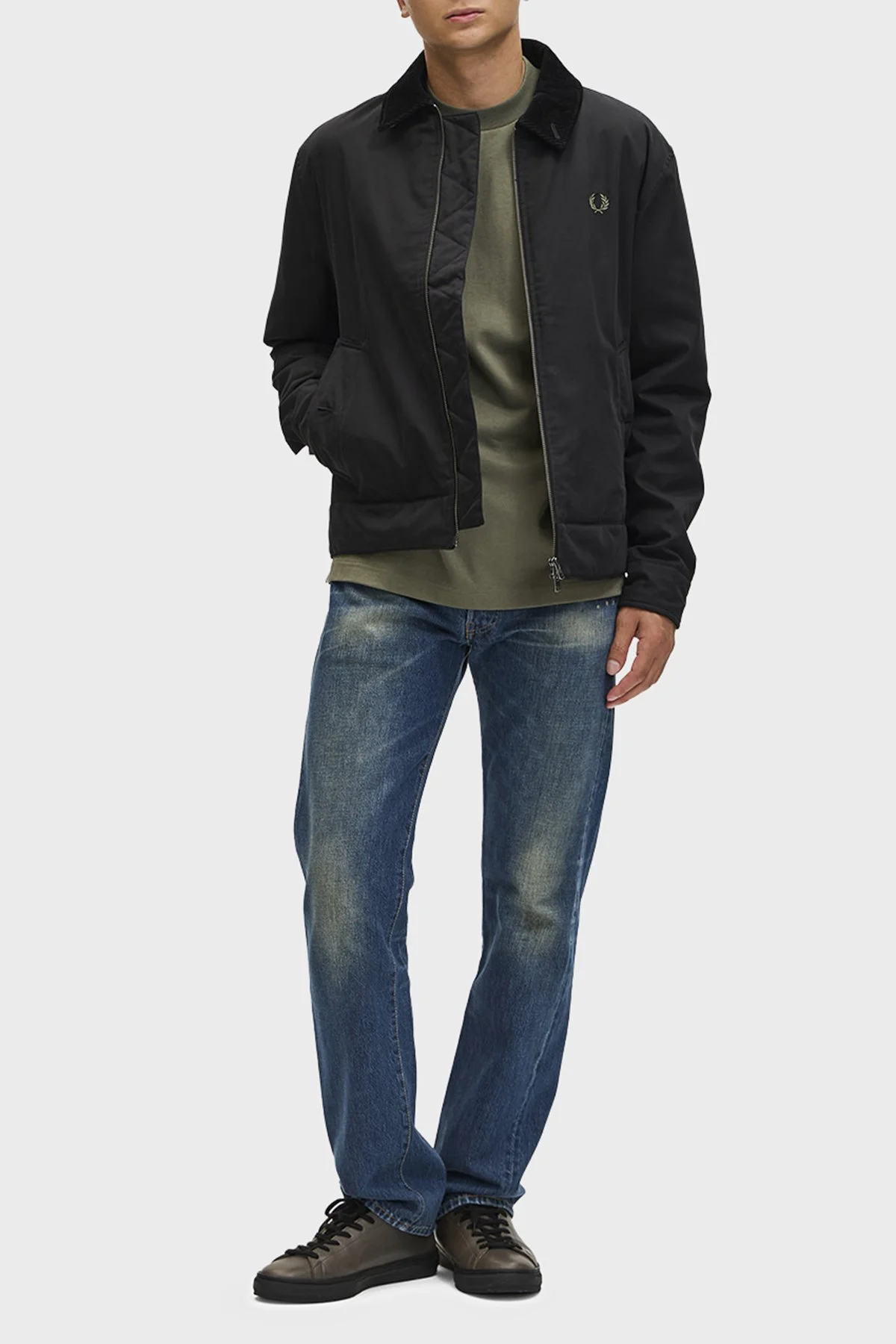 Fred Perry Pamuklu Regular Fit Kadife Yaka Logolu Erkek Mont J8535 184 SİYAH - 2