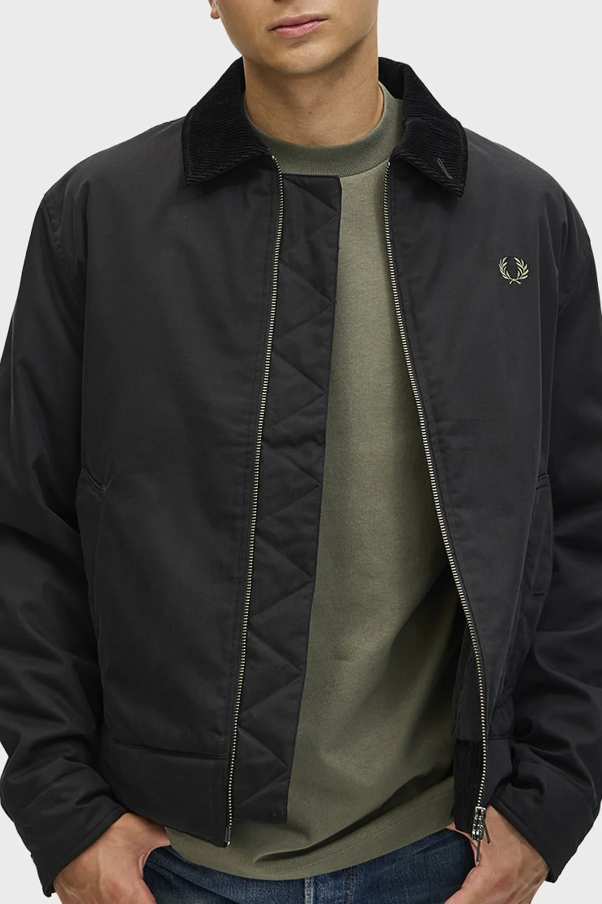 Fred Perry Pamuklu Regular Fit Kadife Yaka Logolu Erkek Mont J8535 184 SİYAH - 4