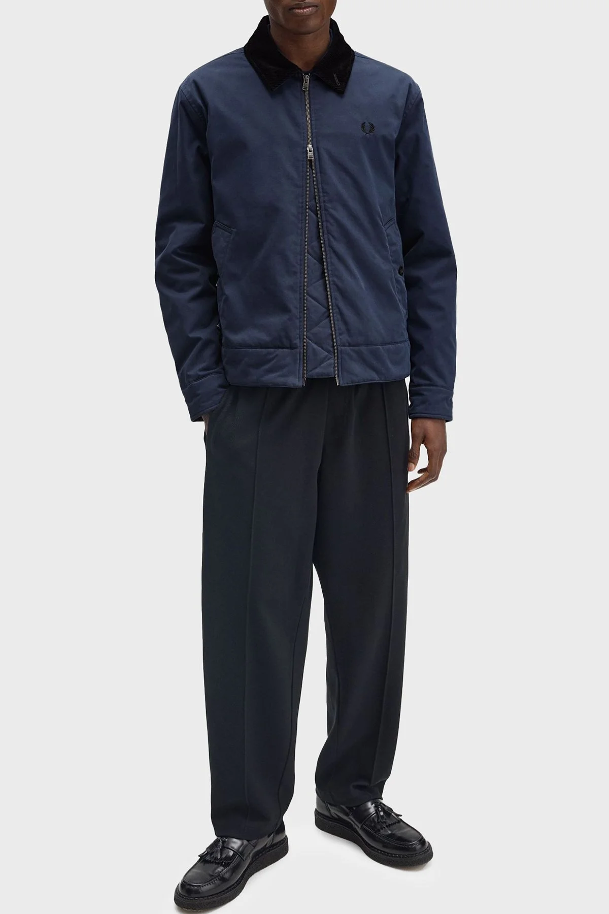 Fred Perry Pamuklu Regular Fit Kadife Yaka Logolu Erkek Mont J8535 738 KOYU MAVİ - 2