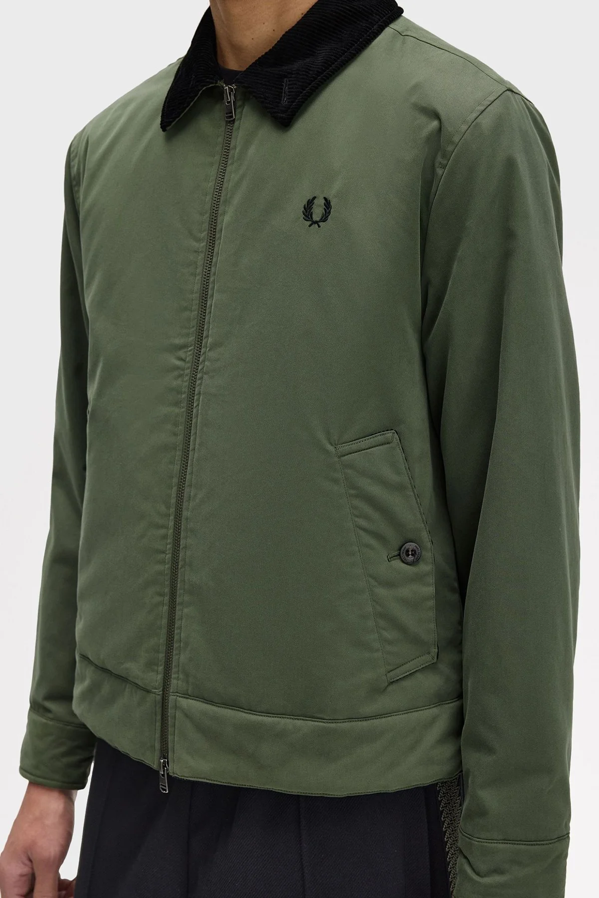 Fred Perry Pamuklu Regular Fit Kadife Yaka Logolu Erkek Mont J8535 W19 YEŞİL - 5