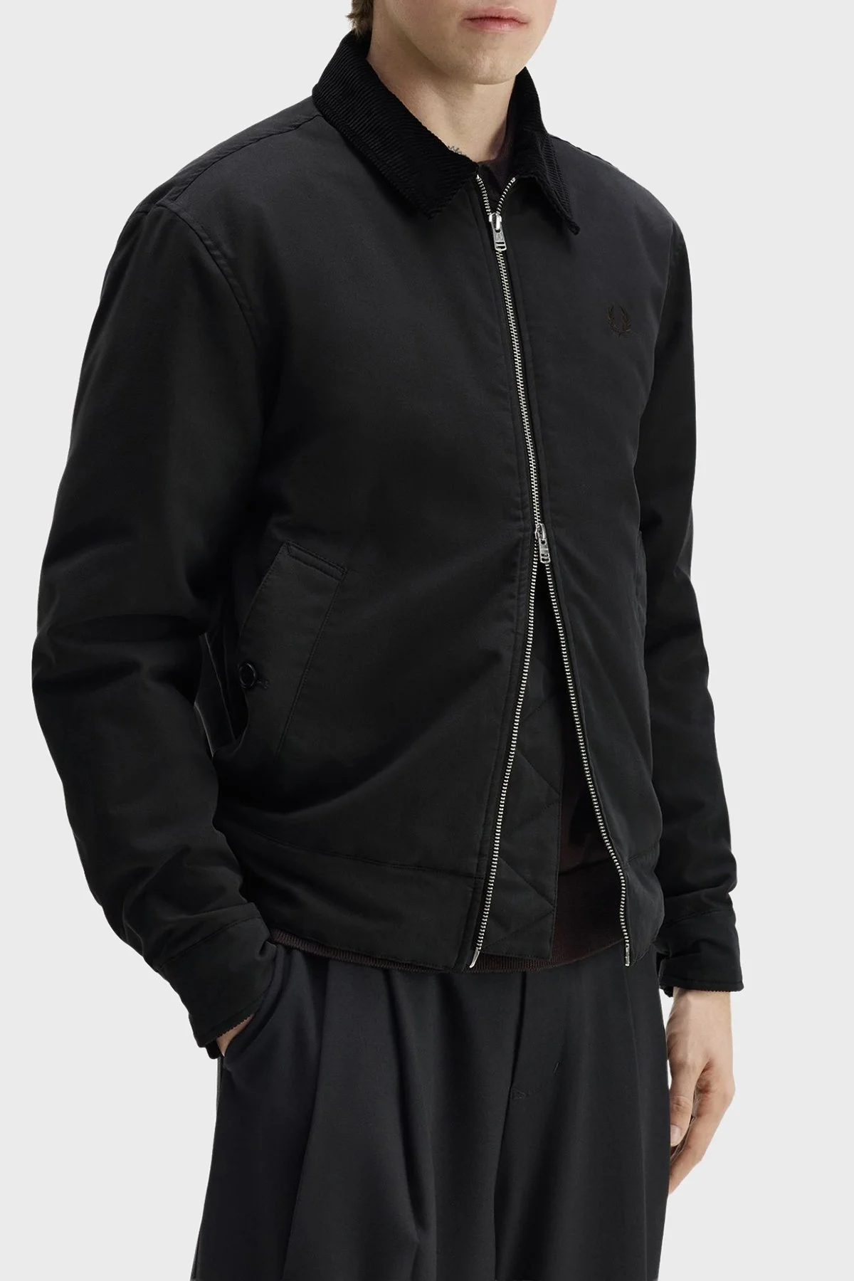 Fred Perry Pamuklu Regular Fit Kadife Yaka Unisex Mont J8535 220 Siyah - 3
