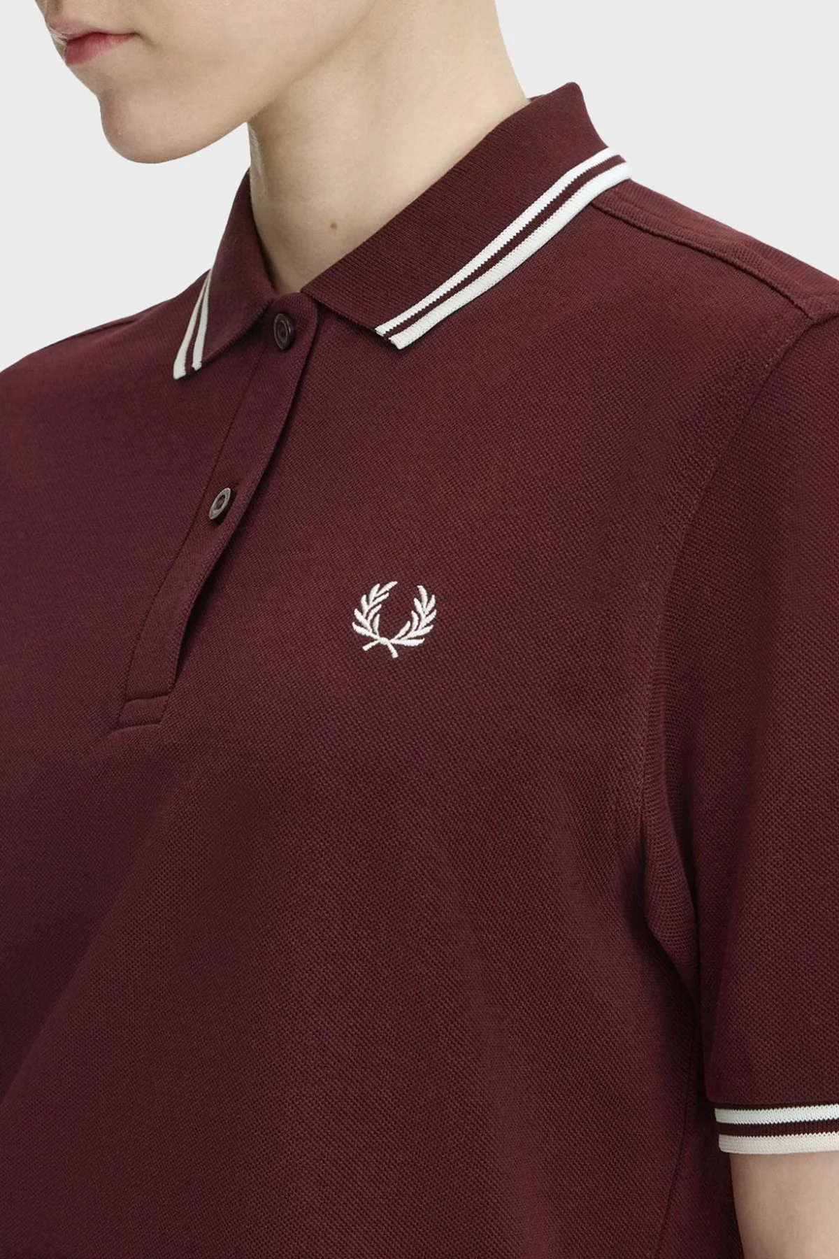 Fred Perry Pamuklu Regular Fit Logolu Düğmeli Bayan Polo G3600 597 BORDO - 5