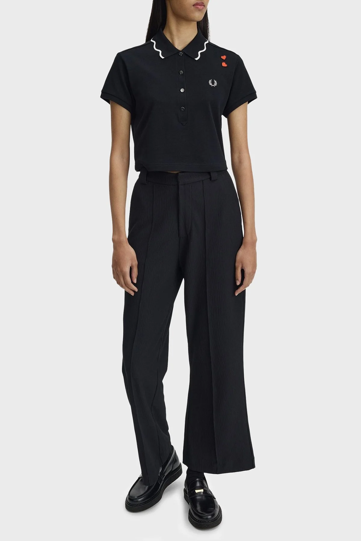 Fred Perry Pamuklu Regular Fit Logolu Düğmeli Bayan Polo SG2131 102 SİYAH - 2