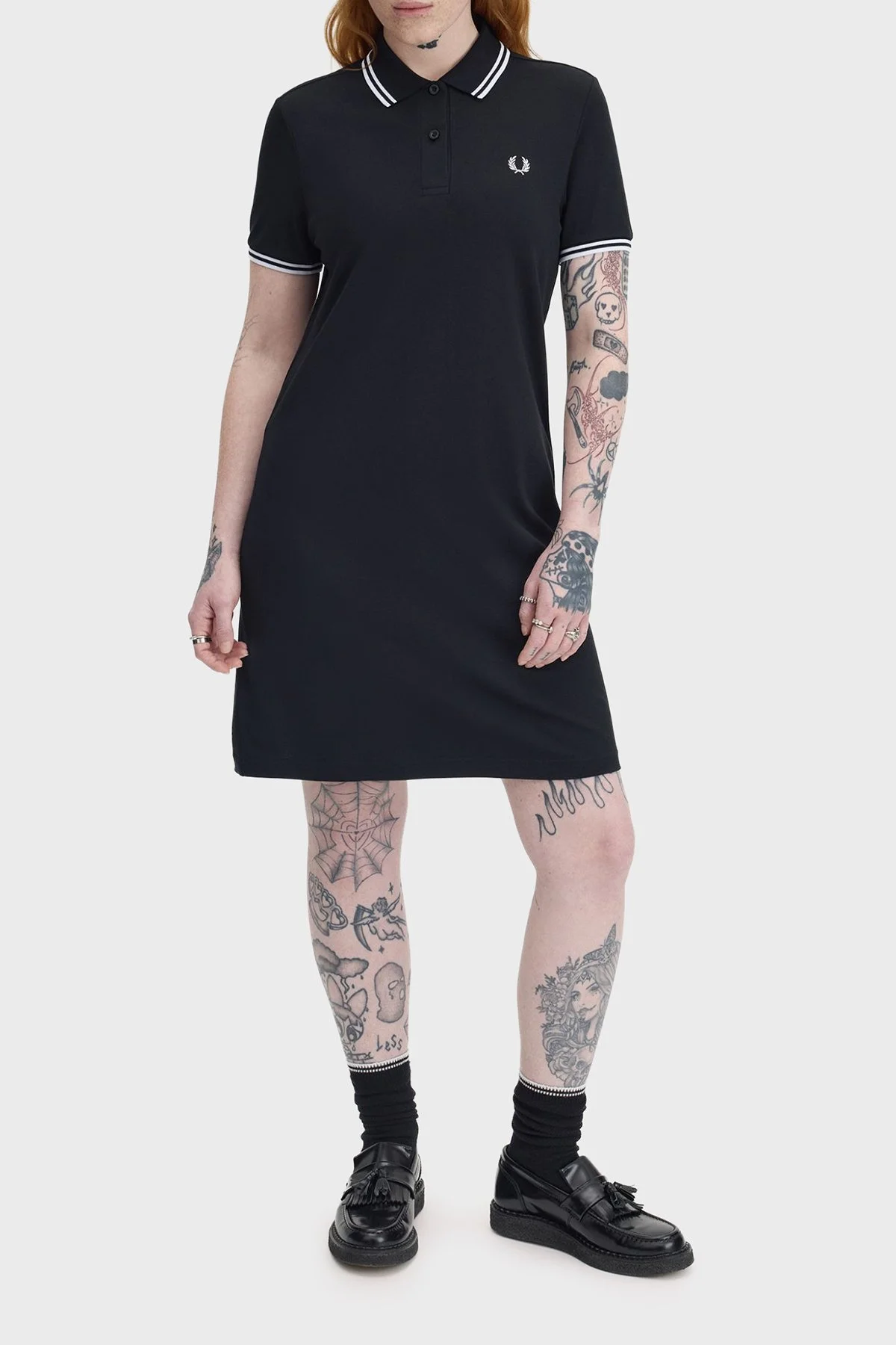 Fred Perry Pamuklu Regular Fit Logolu Düğmeli Polo Yaka Kadın Elbise D3600 350 SİYAH - 5