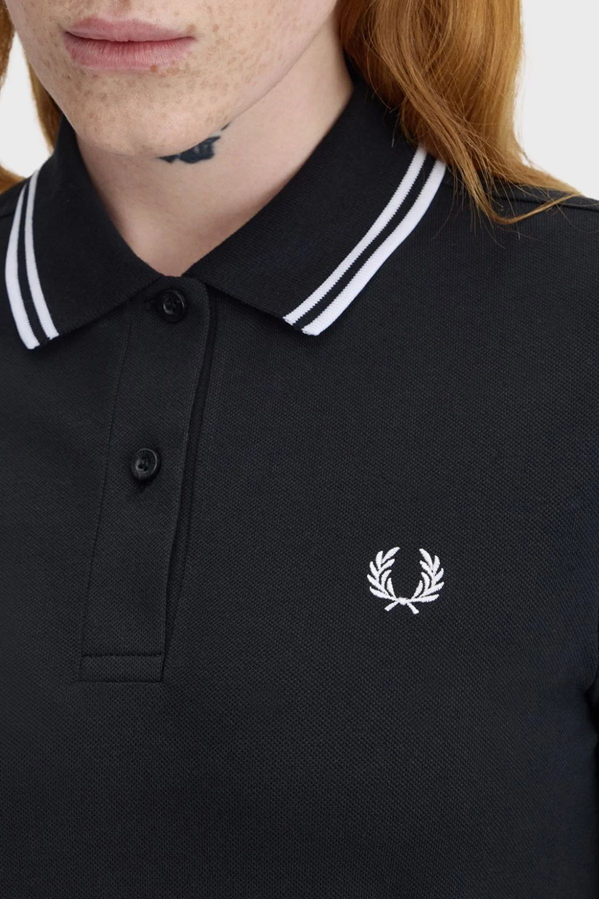 Fred Perry Pamuklu Regular Fit Logolu Düğmeli Polo Yaka Kadın Elbise D3600 350 SİYAH - 6