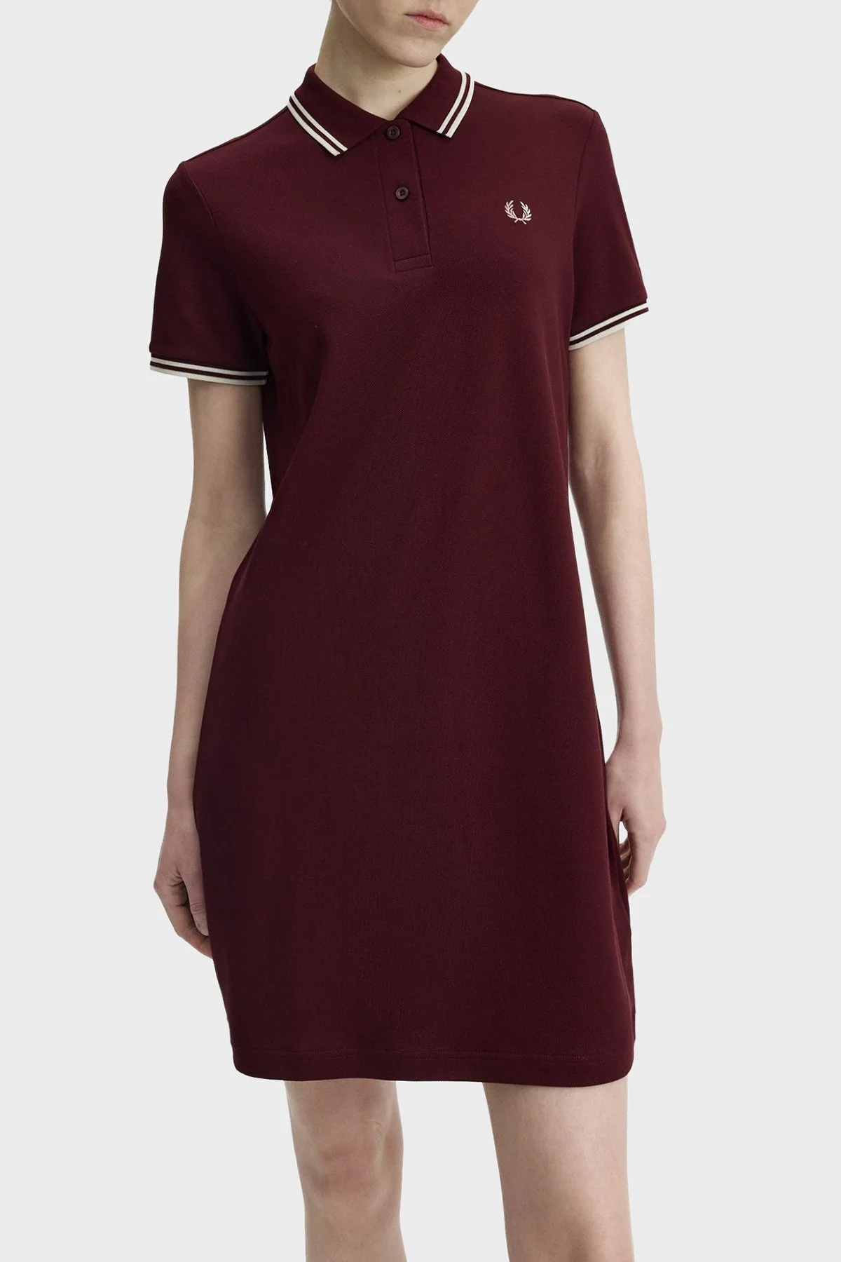 Fred Perry Pamuklu Regular Fit Logolu Düğmeli Polo Yaka Kadın Elbise D3600 597 BORDO - 1