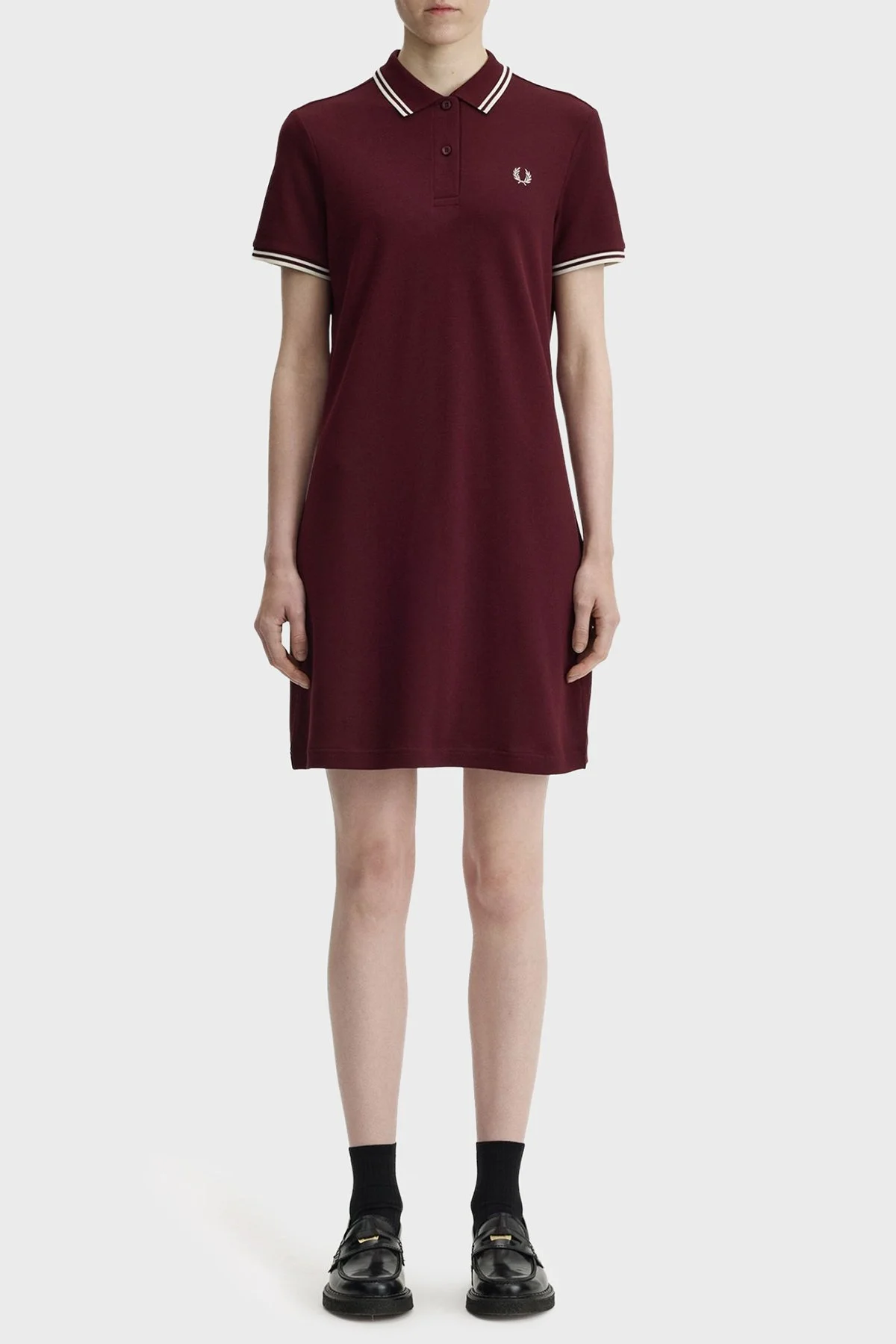 Fred Perry Pamuklu Regular Fit Logolu Düğmeli Polo Yaka Kadın Elbise D3600 597 BORDO - 2
