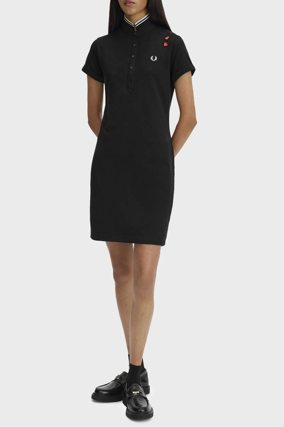 Fred Perry Pamuklu Regular Fit Logolu Düğmeli Polo Yaka Bayan Elbise SD2140 102 SİYAH - 4