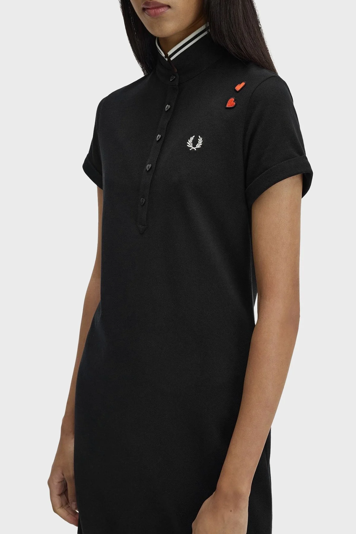 Fred Perry Pamuklu Regular Fit Logolu Düğmeli Polo Yaka Bayan Elbise SD2140 102 SİYAH - 5