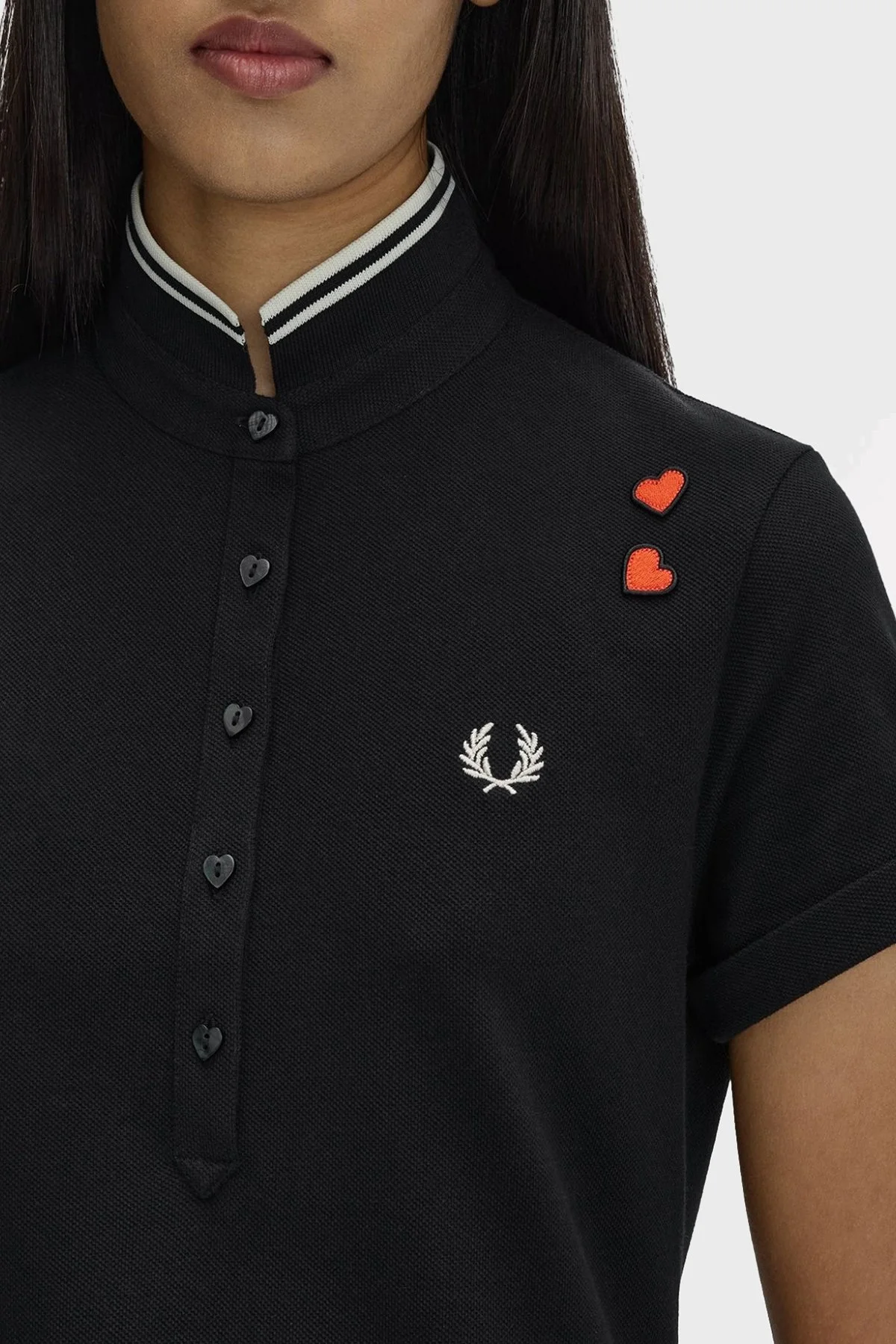Fred Perry Pamuklu Regular Fit Logolu Düğmeli Polo Yaka Bayan Elbise SD2140 102 SİYAH - 6