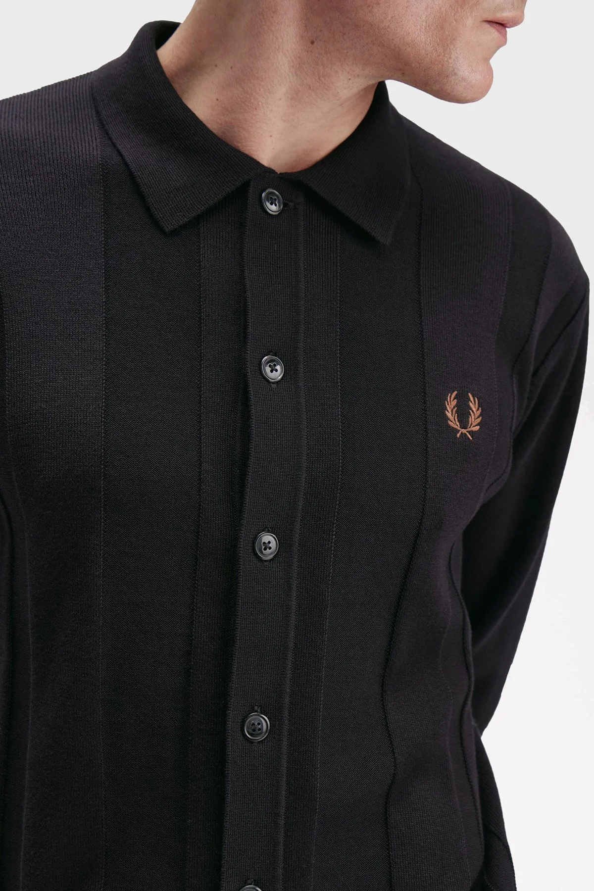 Fred Perry Pamuklu Regular Fit Uzun Kollu Örme Erkek Gömlek K9726 102 SİYAH - 5