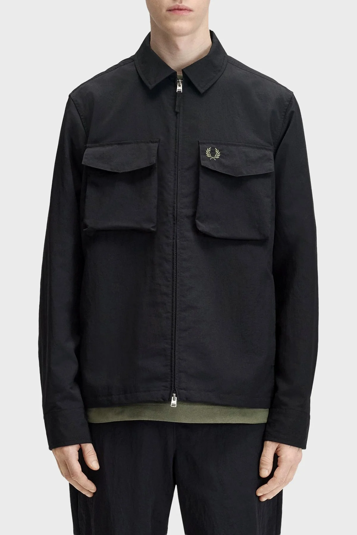 Fred Perry Regular Fit Çift Fermuarlı Klasik Yaka Erkek Gömlek M2402 184 Siyah - 2