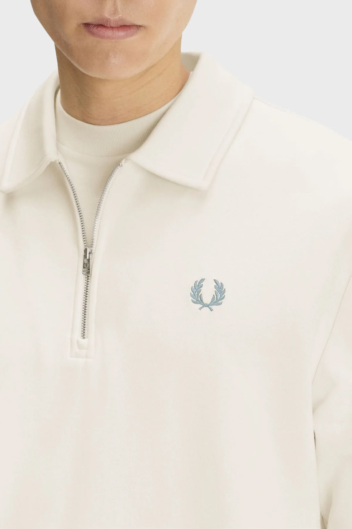 Fred Perry Regular Fit Fermuarlı Polo Yaka Erkek Sweat M2426 170 Ekru - 5