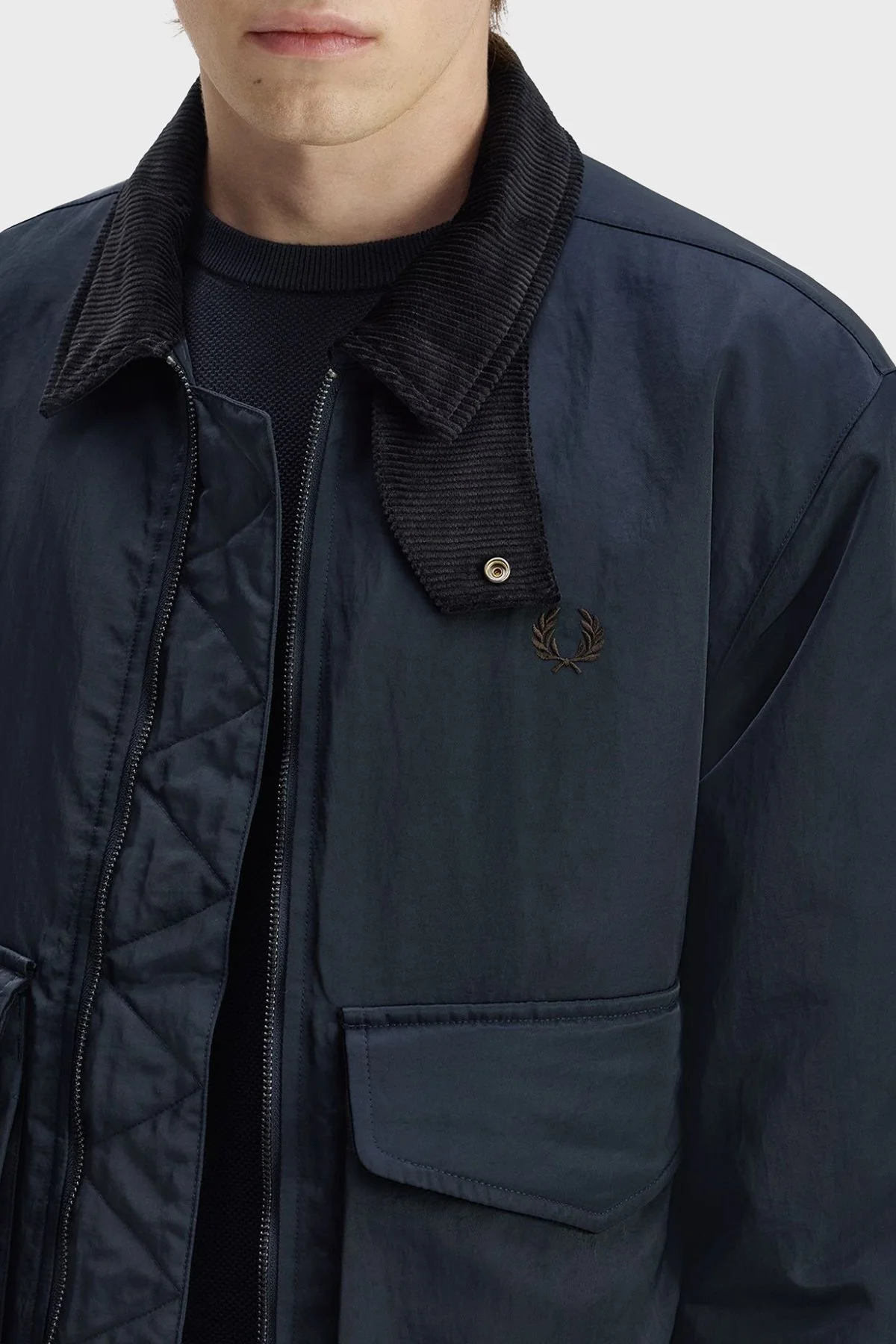 Fred Perry Regular Fit Kadife Yaka Unisex Mont J3316 608 Lacivert - 5