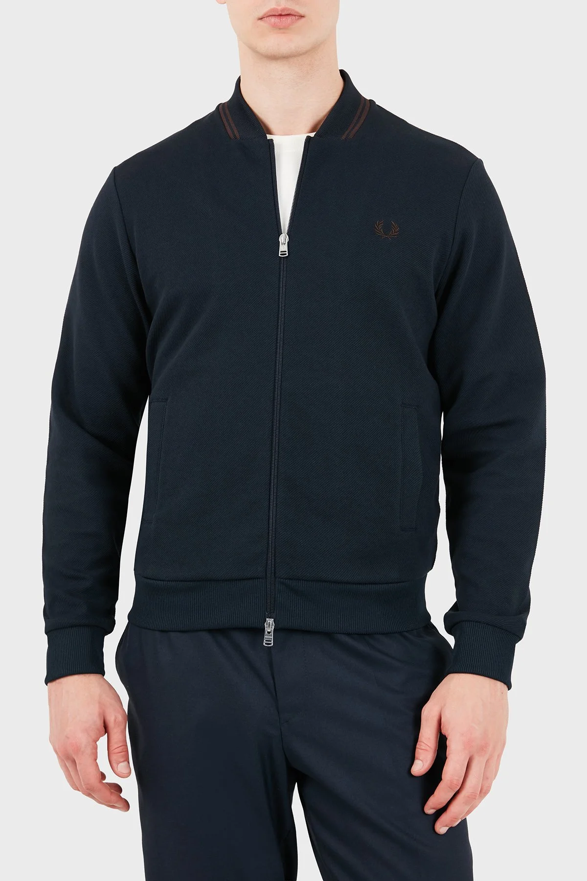 Fred Perry Regular Fit Kolej Yaka Logo Nakışlı Erkek Ceket J3309 608 Lacivert - 1