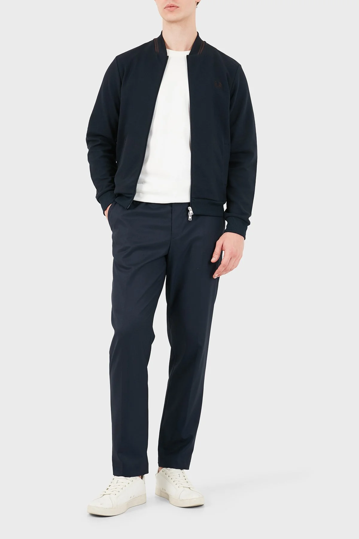Fred Perry Regular Fit Kolej Yaka Logo Nakışlı Erkek Ceket J3309 608 Lacivert - 2