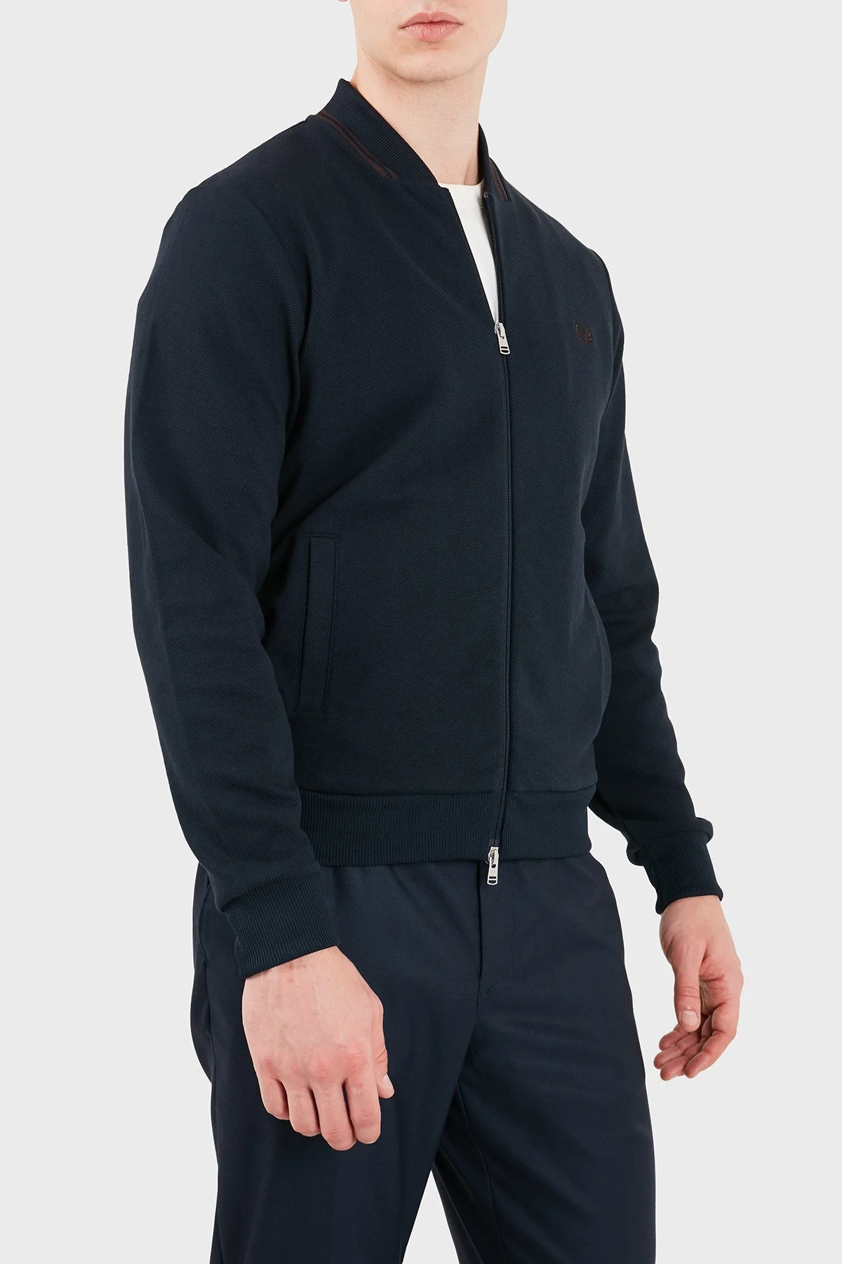 Fred Perry Regular Fit Kolej Yaka Logo Nakışlı Erkek Ceket J3309 608 Lacivert - 5