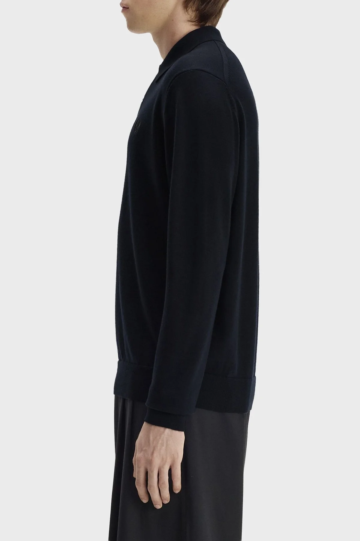 Fred Perry Yün ve Pamuk Karışımlı Düğmeli Erkek Polo K4535 421 Lacivert - 2