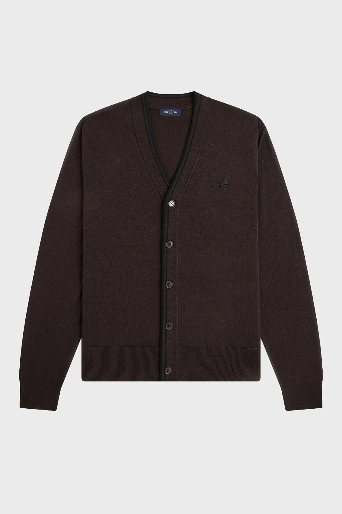 Fred Perry Yün ve Pamuklu Regular Fit Düğmeli Erkek Hırka K3300 33C Kahve - 5