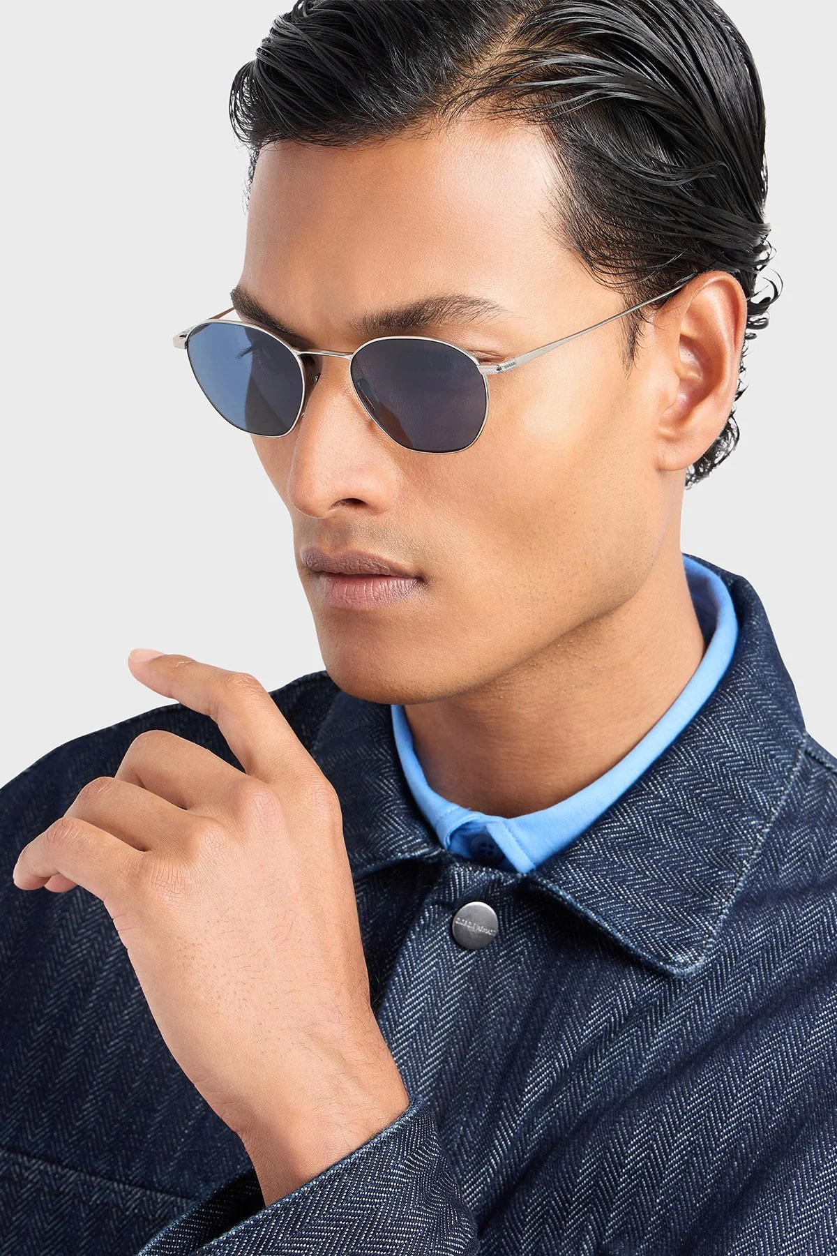 Giorgio Armani Güneş Erkek Gözlük 0AR6160T 338780 51 Gümüş-Koyu mavi - 2