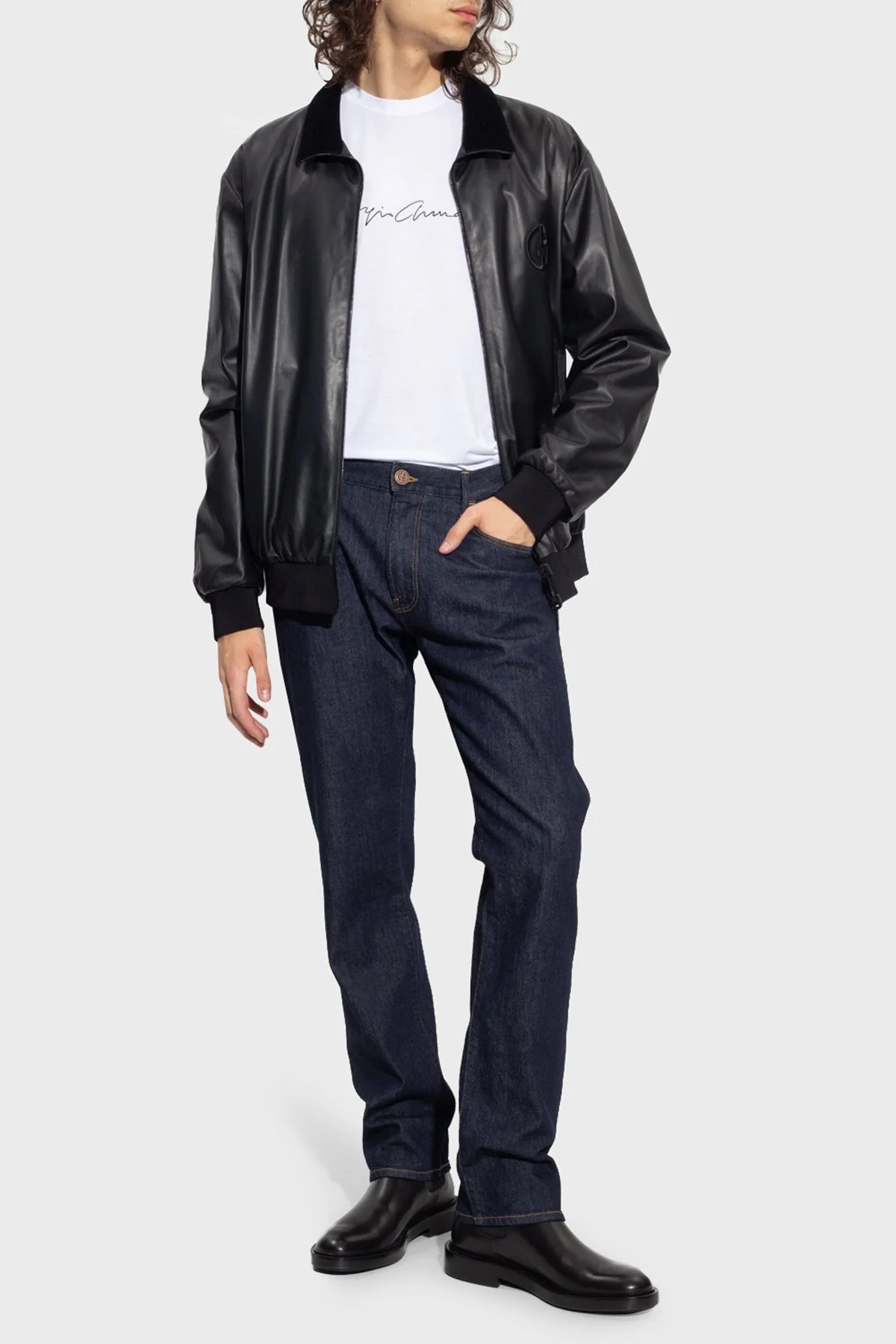 Giorgio Armani Logo Baskılı Bisiklet Yaka Erkek T Shirt 6GST56 SJP4Z U090 BEYAZ - 3