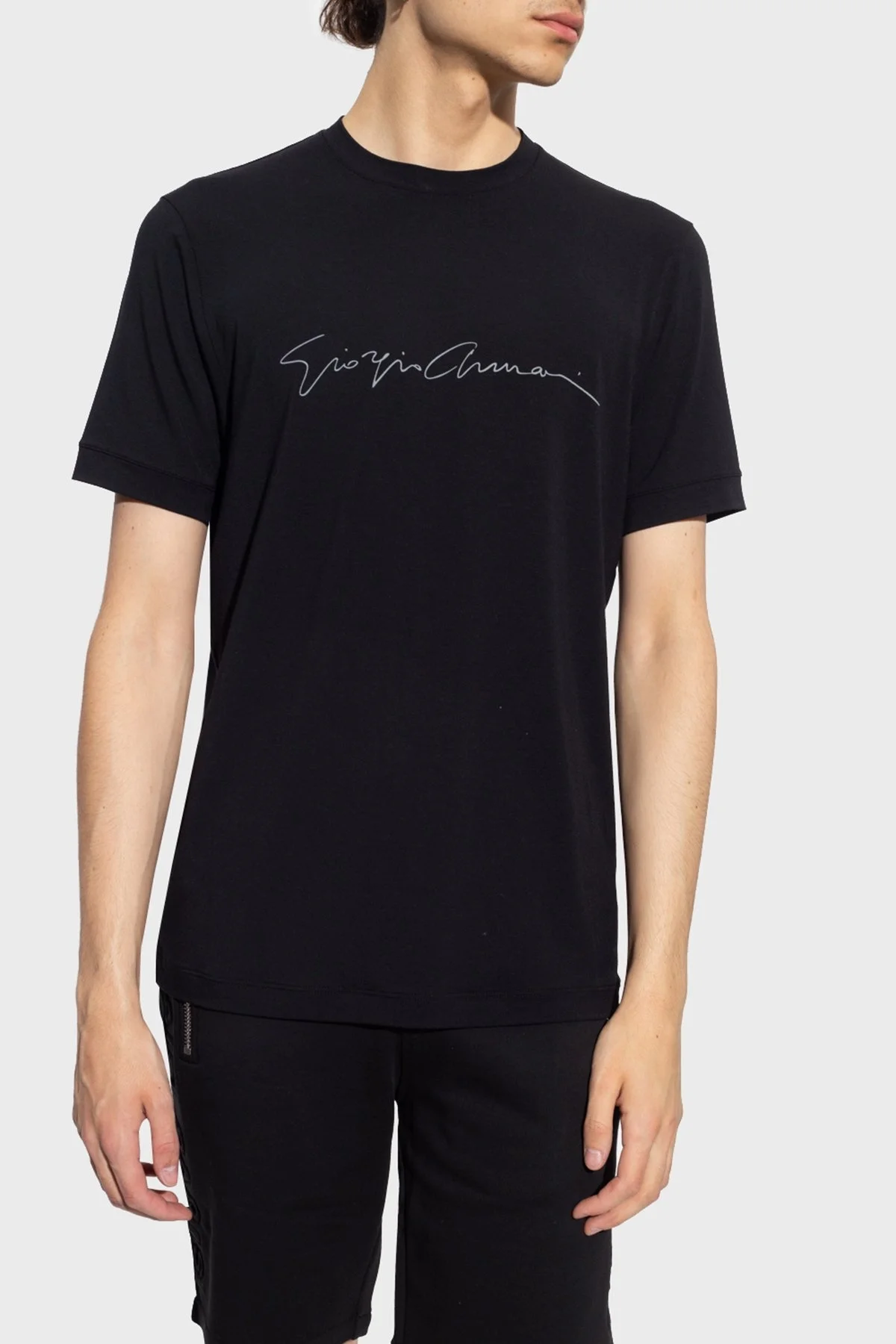 Giorgio Armani Logo Baskılı Bisiklet Yaka Erkek T Shirt 6GST56 SJP4Z UC99 SİYAH - 6
