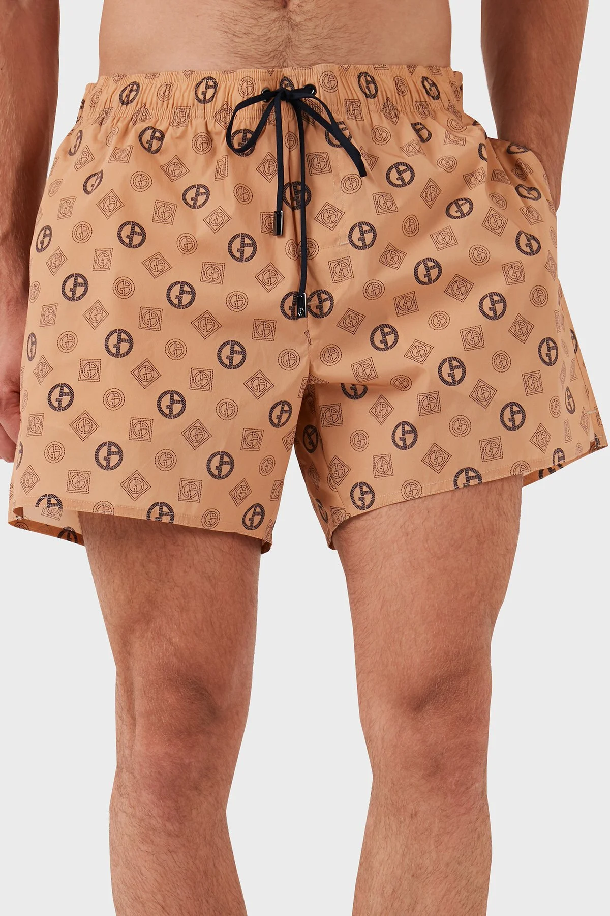 Giorgio Armani Logolu Belden Bağlamalı Cepli Erkek Mayo Short 200343 3F920 00771 SÜTLÜ KAHVE - 1