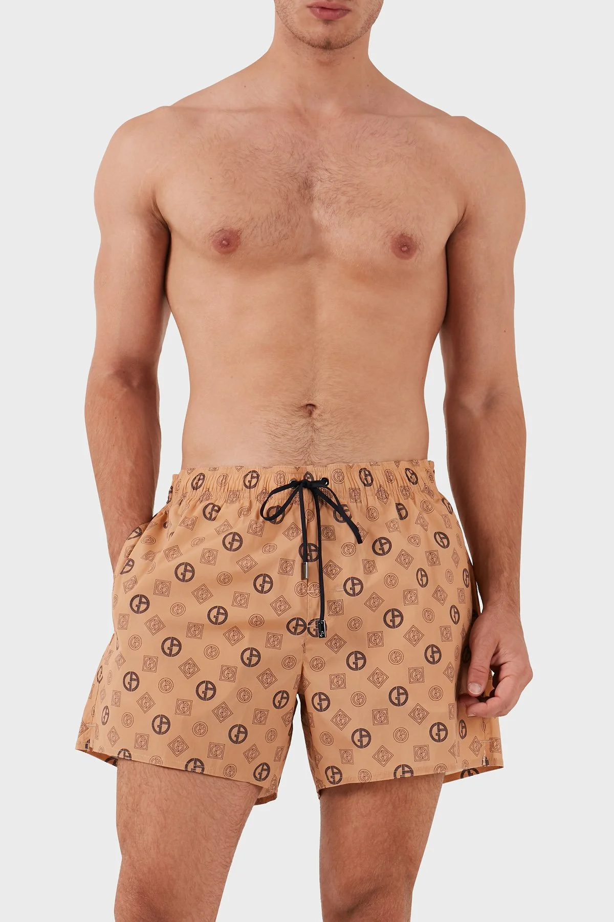 Giorgio Armani Logolu Belden Bağlamalı Cepli Erkek Mayo Short 200343 3F920 00771 SÜTLÜ KAHVE - 2