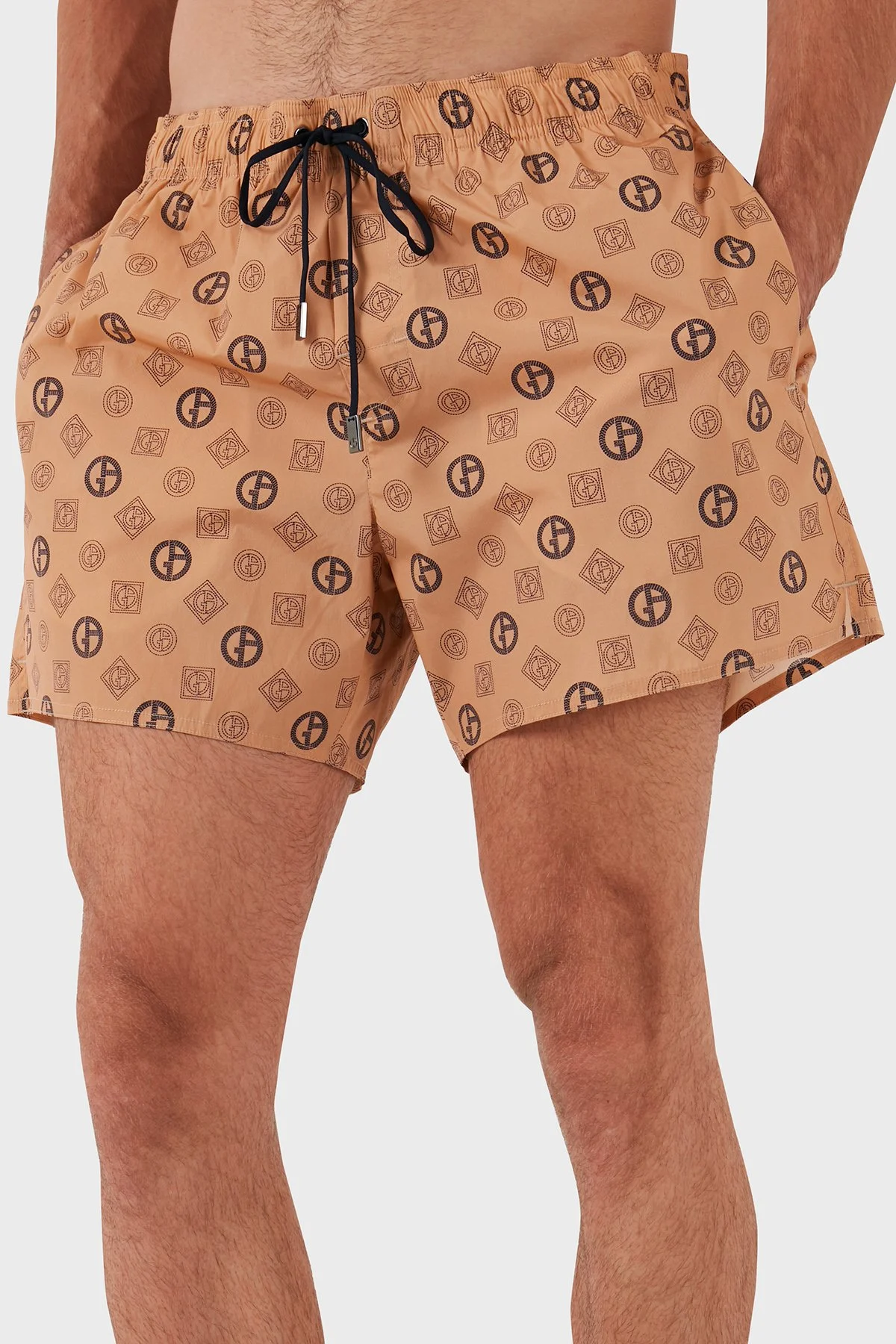 Giorgio Armani Logolu Belden Bağlamalı Cepli Erkek Mayo Short 200343 3F920 00771 SÜTLÜ KAHVE - 4