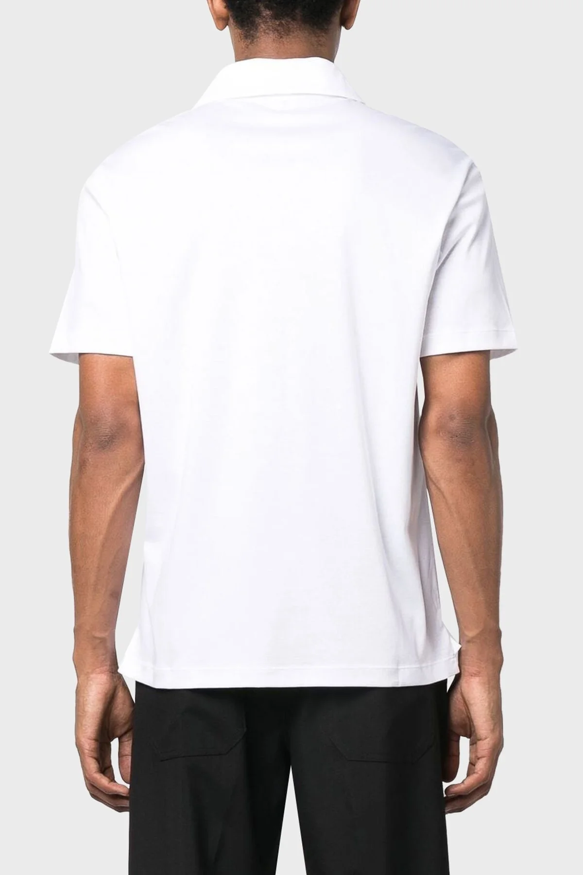 Giorgio Armani Logolu Pamuklu Erkek Polo Yaka T Shirt 3RSF70 SJTKZ F090 BEYAZ - 8