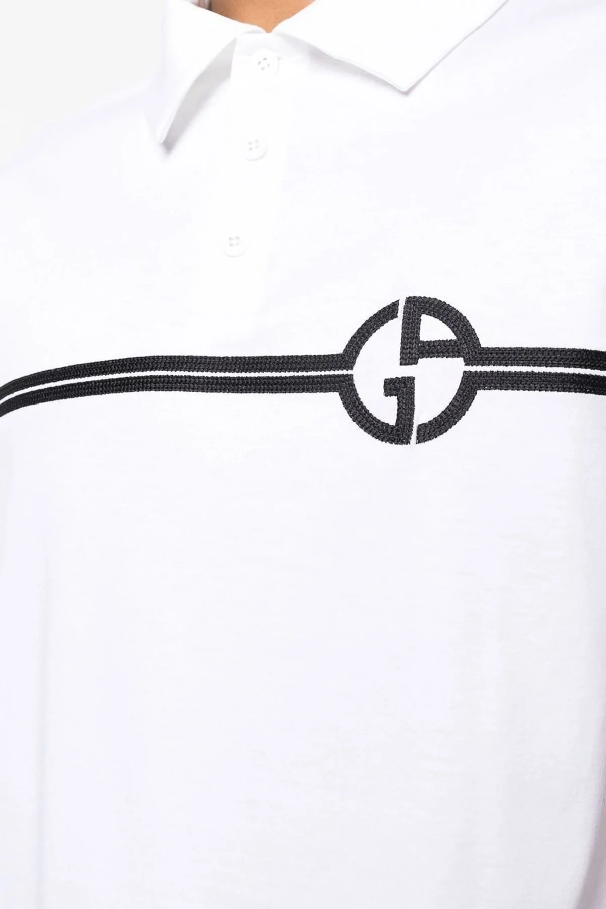 Giorgio Armani Logolu Pamuklu Erkek Polo Yaka T Shirt 3RSF70 SJTKZ F090 BEYAZ - 9