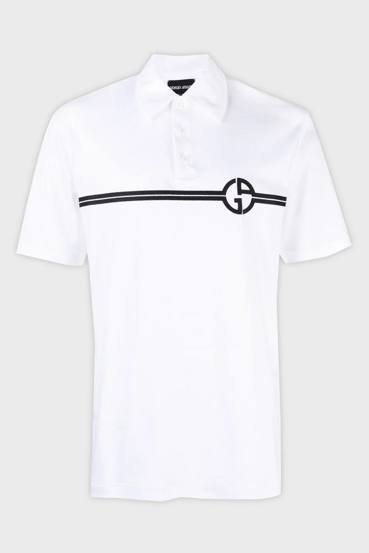 Giorgio Armani Logolu Pamuklu Erkek Polo Yaka T Shirt 3RSF70 SJTKZ F090 BEYAZ - 10