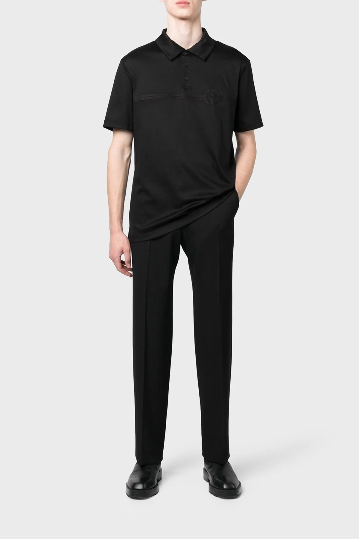 Giorgio Armani Logolu Pamuklu Erkek Polo Yaka T Shirt 3RSF70 SJTKZ FBWIF SİYAH - 1