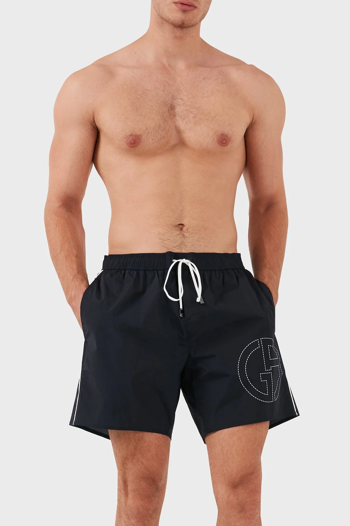 Giorgio Armani Logolu Regular Fit Cepli Erkek Mayo Short 200385 3F919 00136 LACİVERT - 2