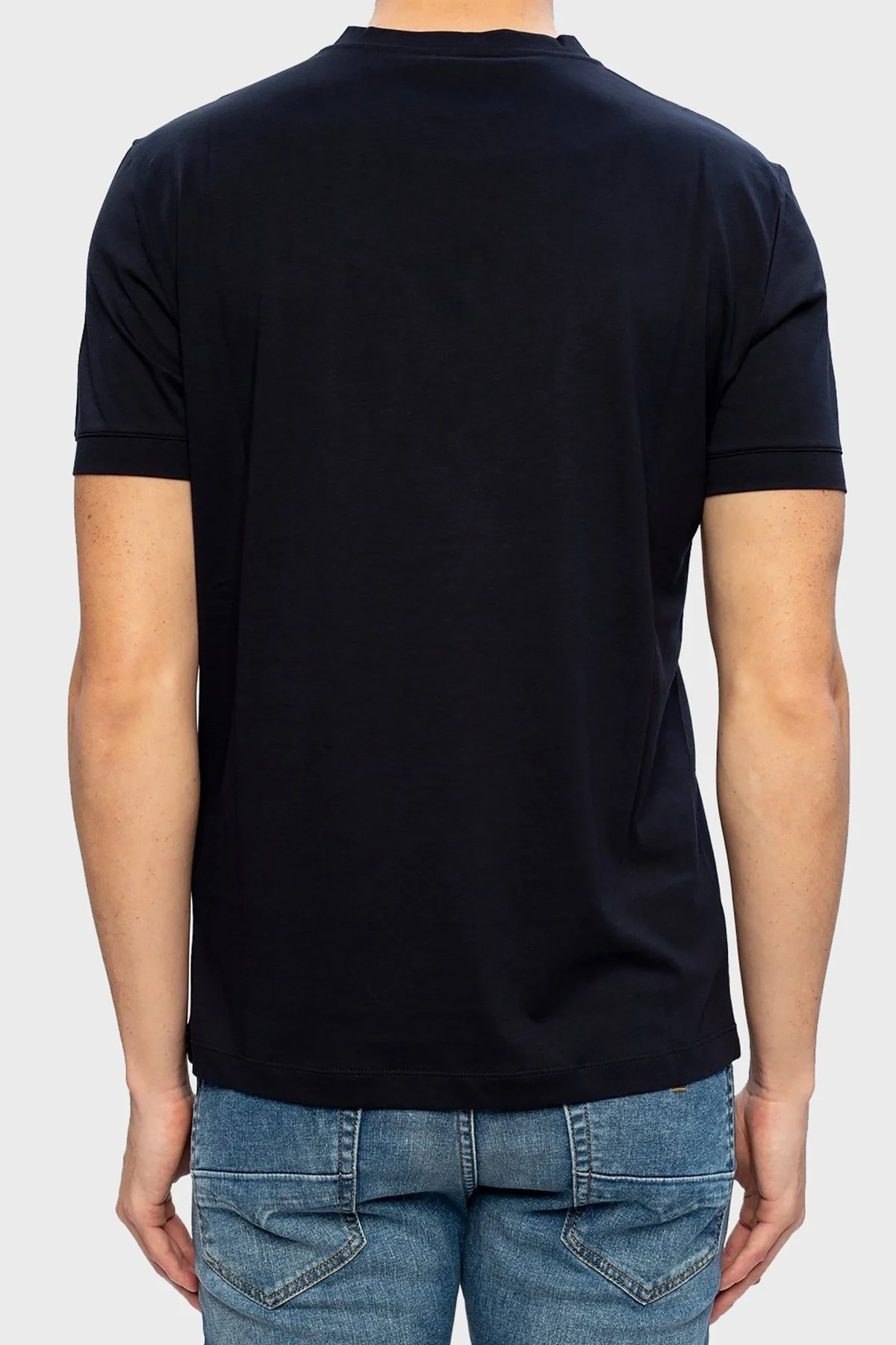 Giorgio Armani Pamuklu Bisiklet Yaka Erkek T Shirt 3GST57 SJMCZ UBWF LACİVERT - 7