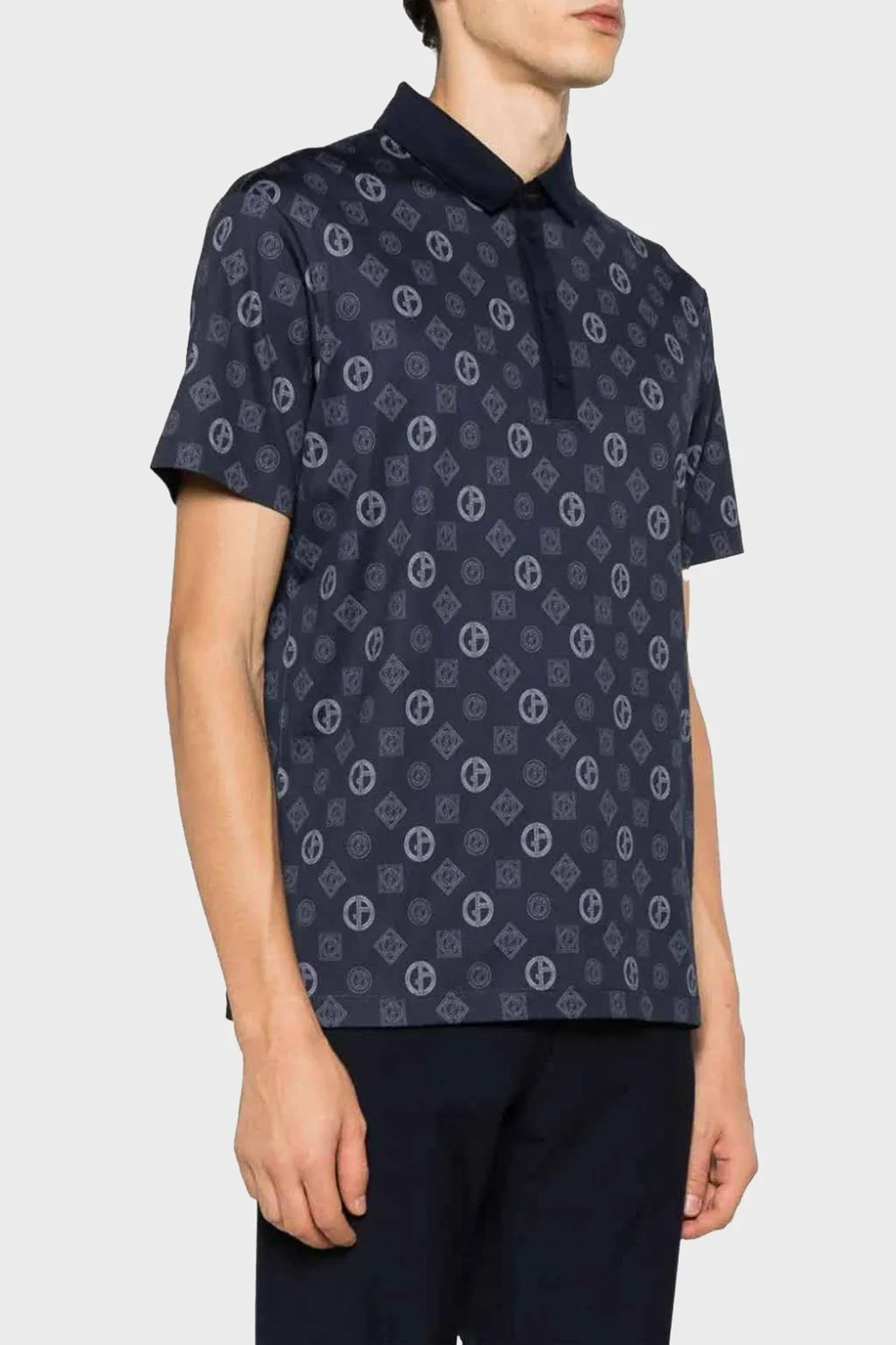 Giorgio Armani Pamuklu Logo Baskılı Erkek Polo Yaka T Shirt 6RSF53 SJGJZ FBWF LACİVERT - 3