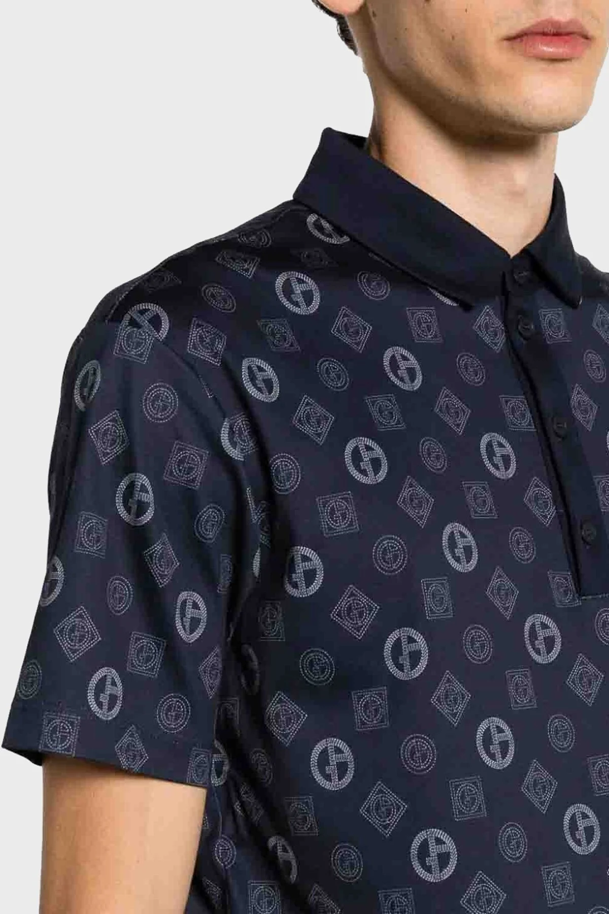 Giorgio Armani Pamuklu Logo Baskılı Erkek Polo Yaka T Shirt 6RSF53 SJGJZ FBWF LACİVERT - 4