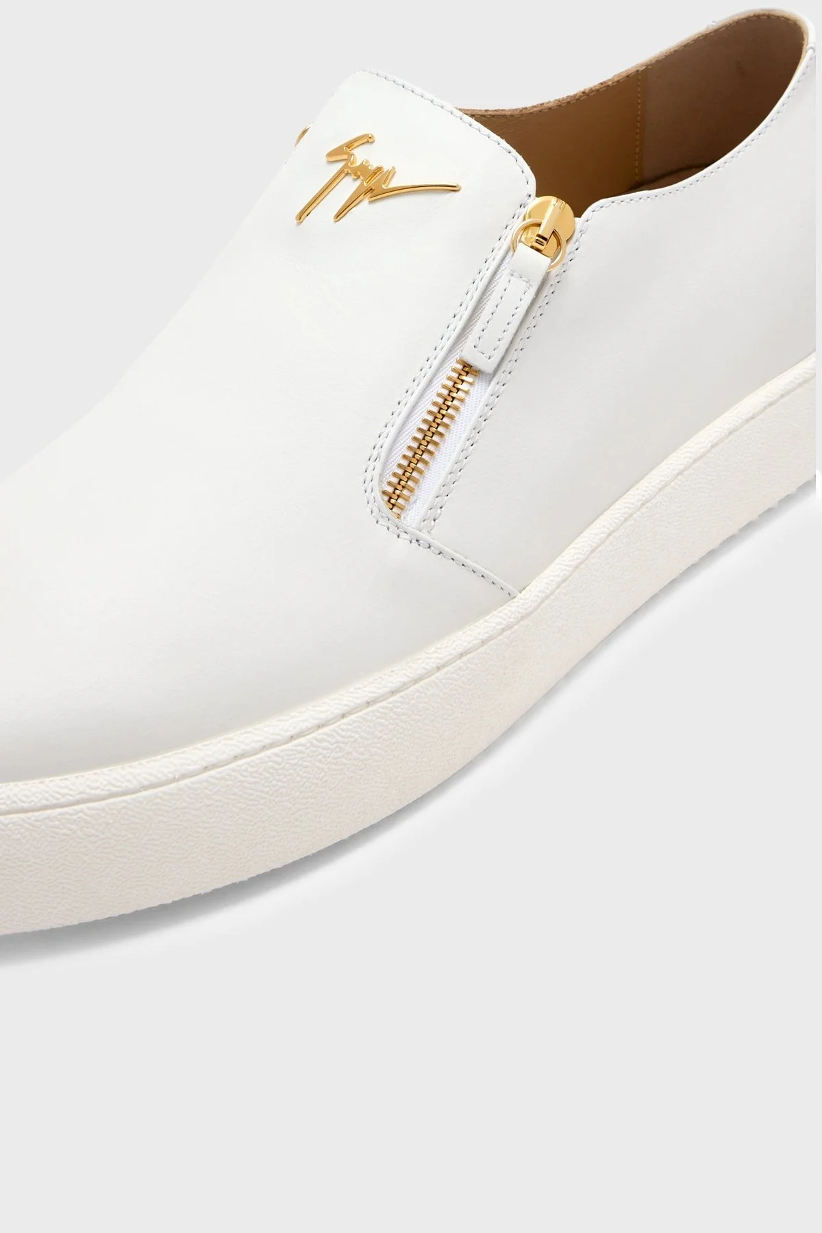 Giuseppe Zanotti Deri Fermuar Detaylı Sneaker Erkek Ayakkabı RM60020-001 BEYAZ - 4