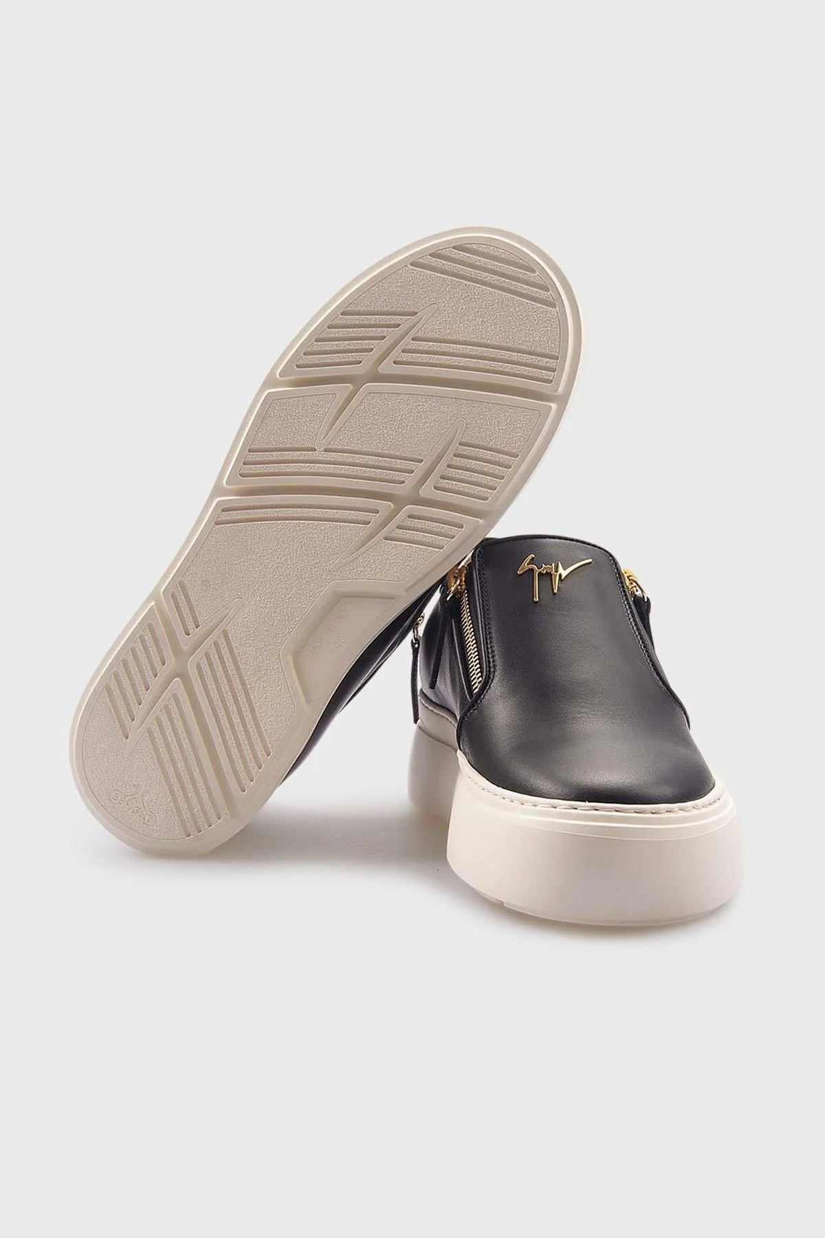 Giuseppe Zanotti Deri Logolu Kalın Tabanlı Sneaker Erkek Ayakkabı EU40010-020 SİYAH - 5