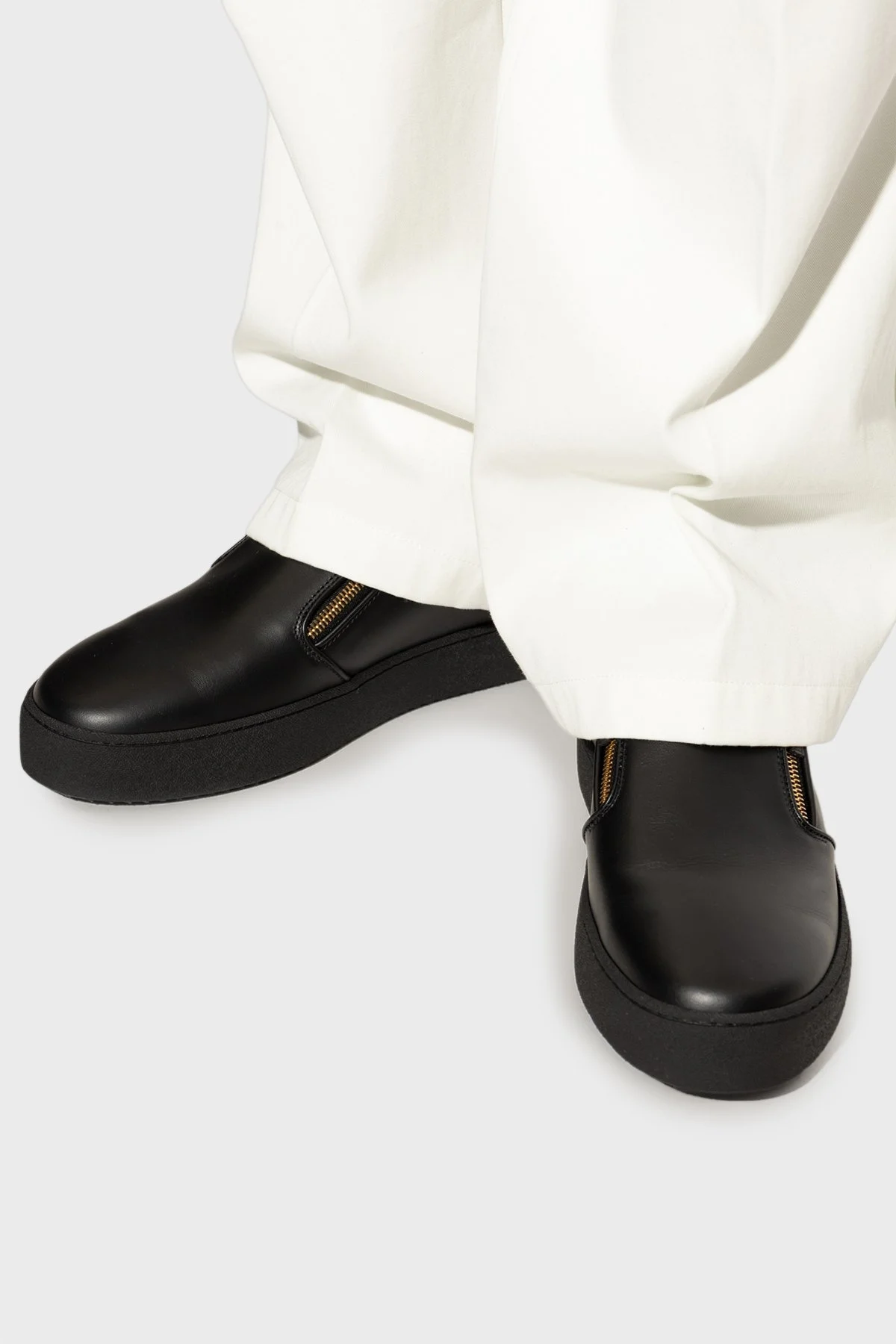 Giuseppe Zanotti Deri Logolu Kalın Tabanlı Sneaker Erkek Ayakkabı RU50007-001 SİYAH - 2